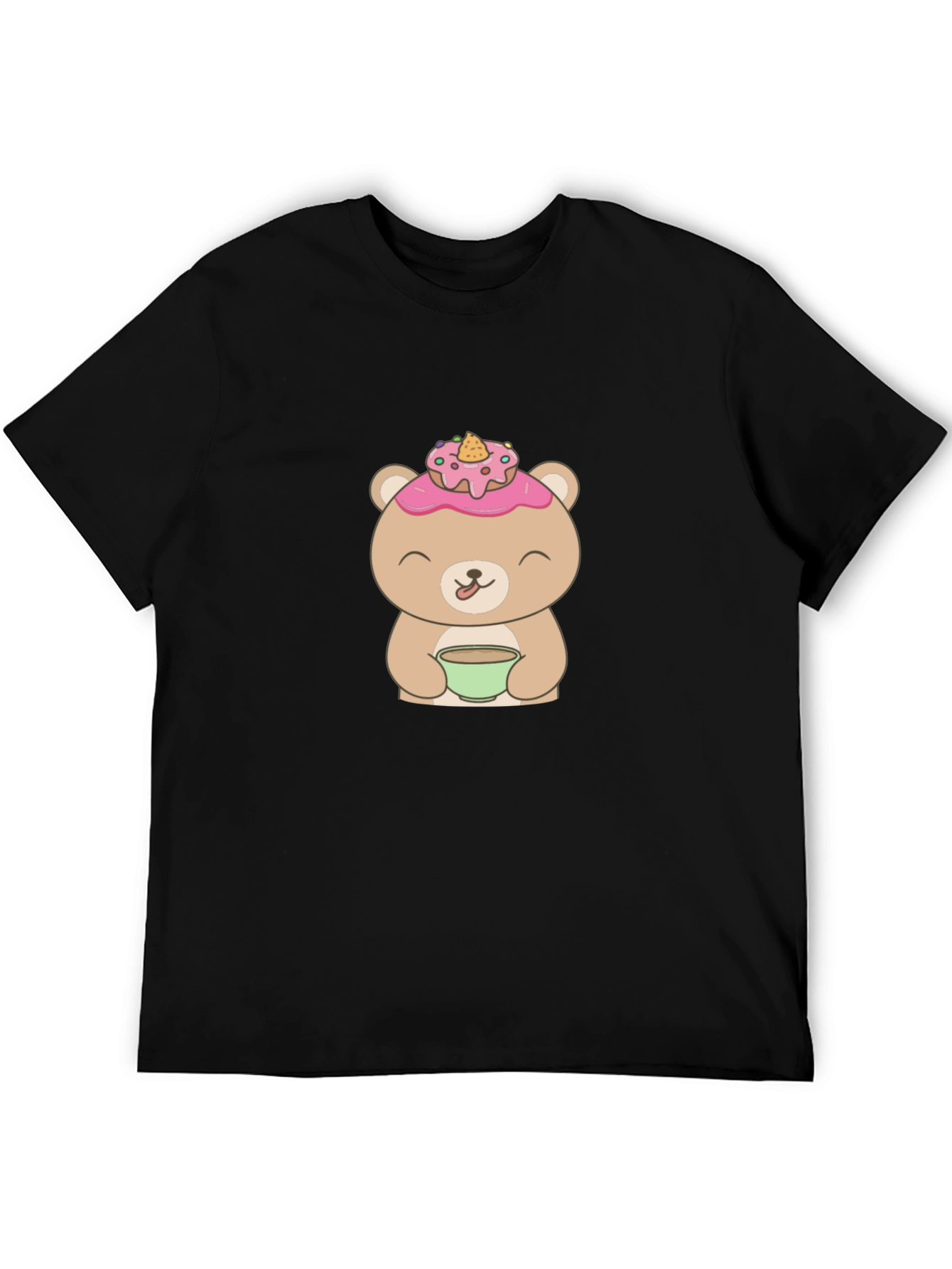 Cute Bear with Donut T-Shirt - Casual Wear