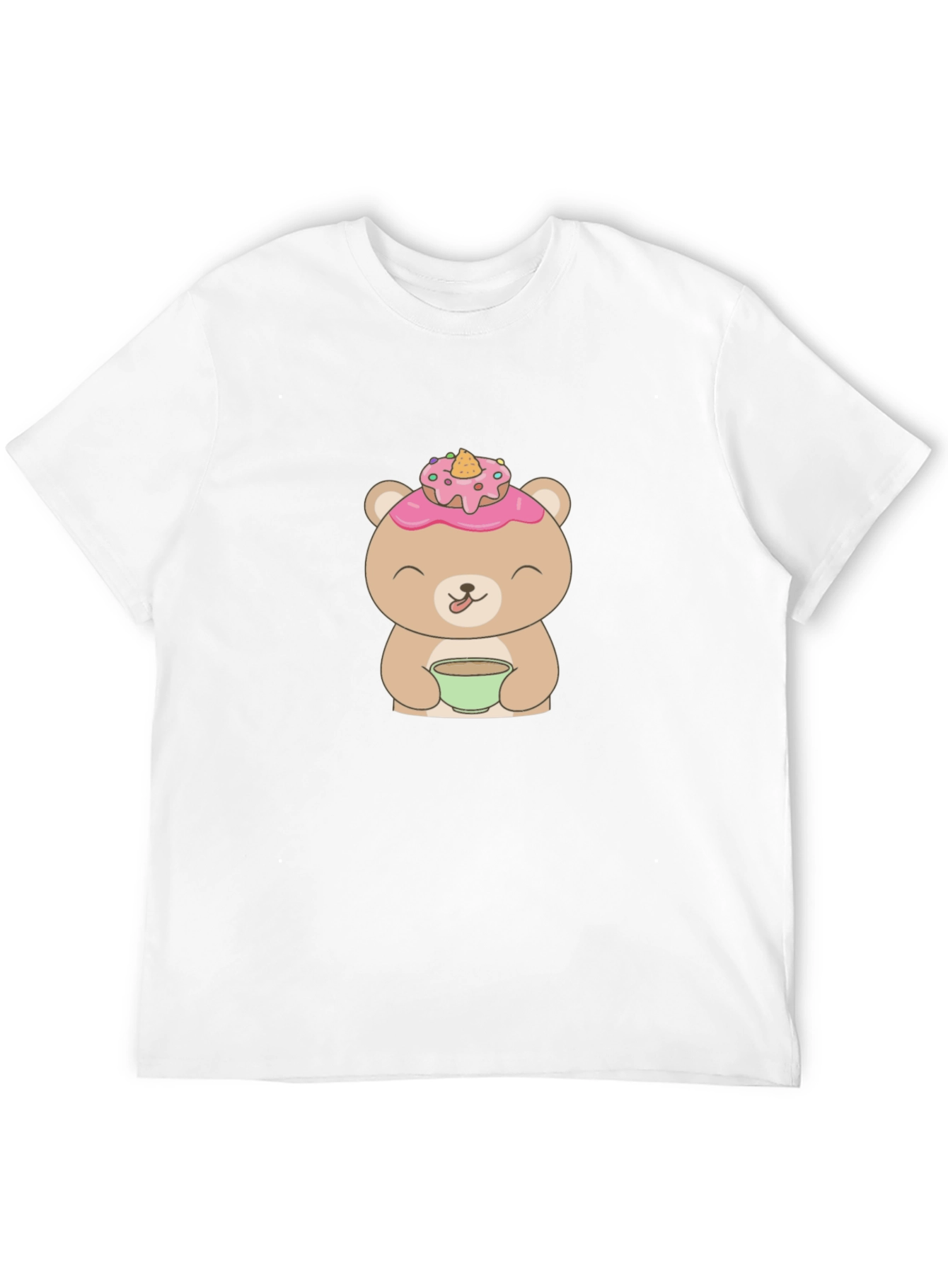 Cute Bear with Donut T-Shirt - Casual Wear