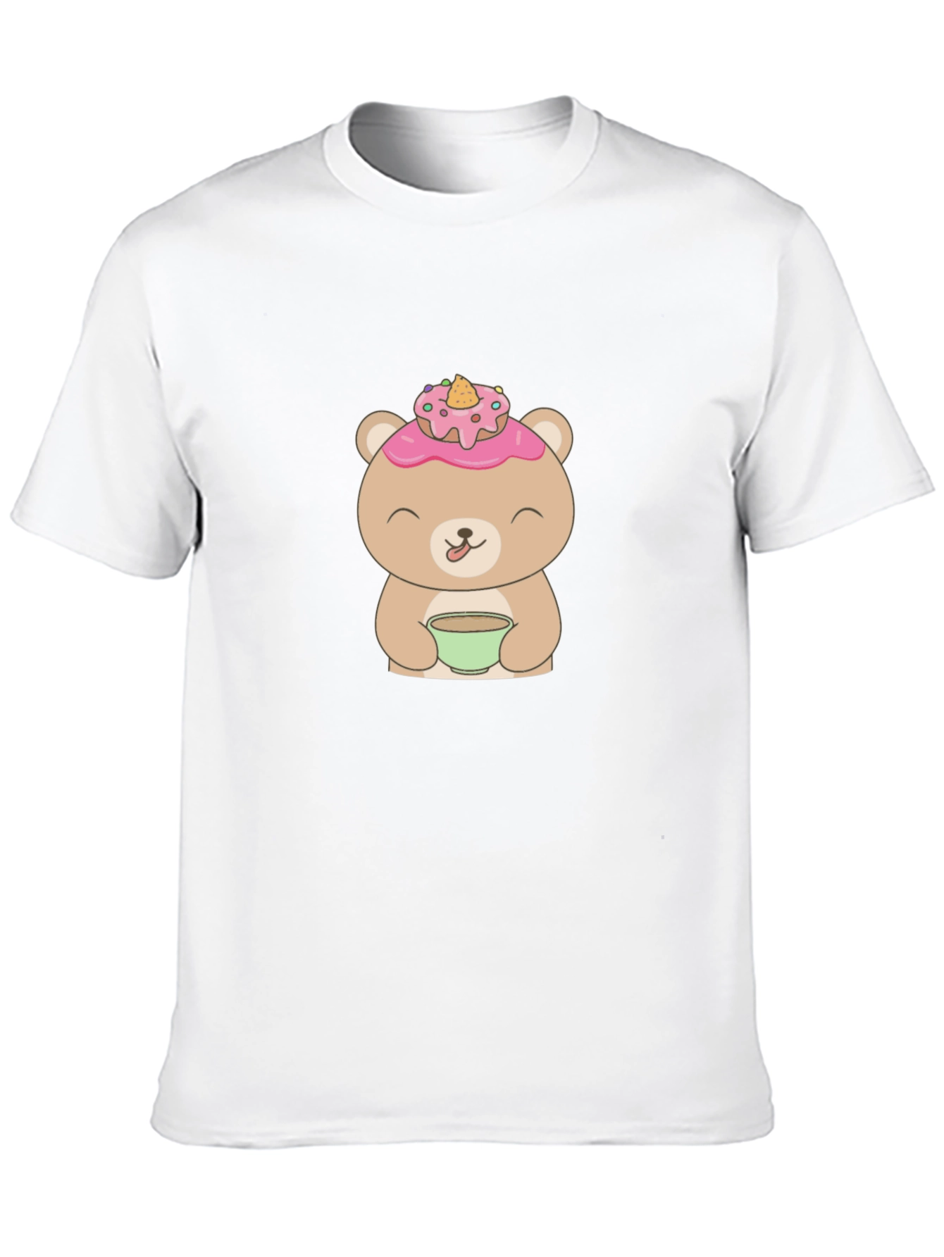 Cute Bear with Donut T-Shirt - Casual Wear