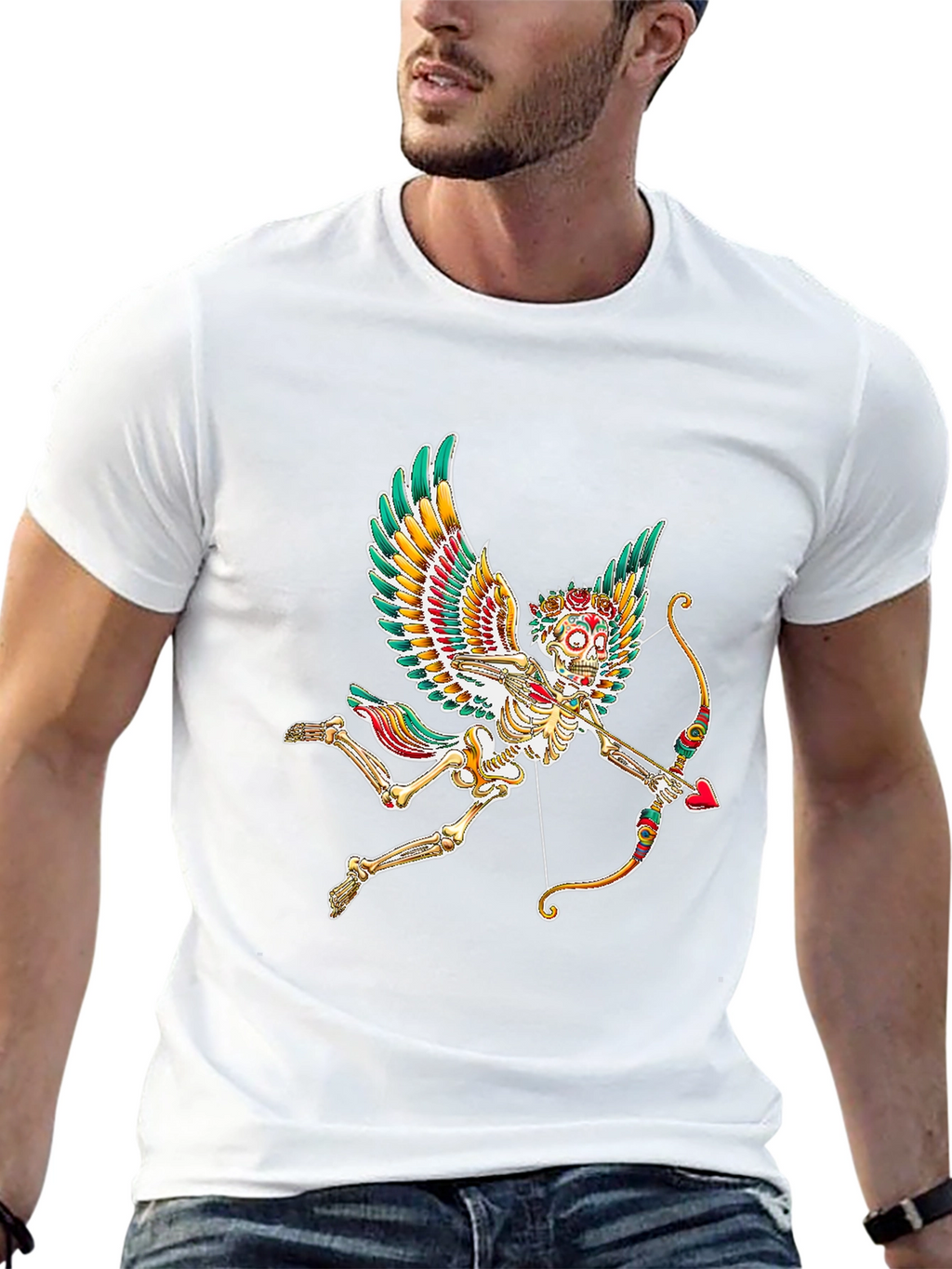 Skeleton Cupid Graphic Tee - Mens Black T-Shirt