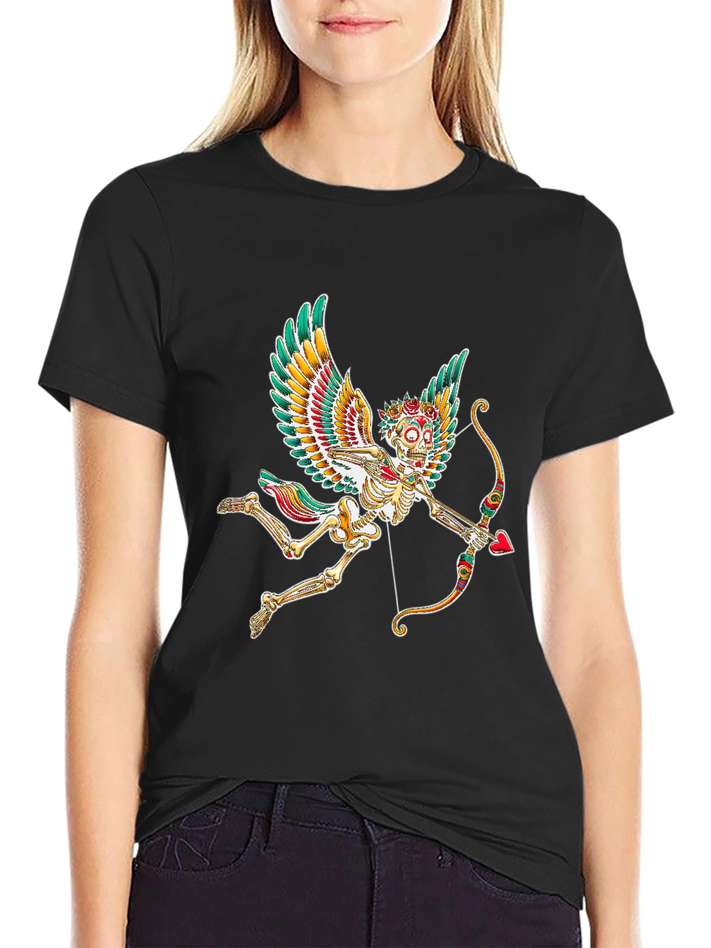 Skeleton Cupid Graphic Tee - Mens Black T-Shirt