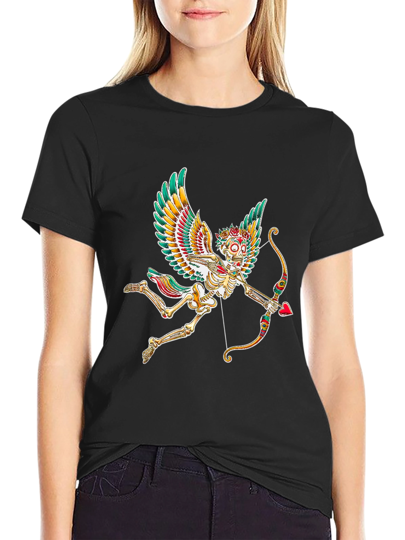 Skeleton Cupid Graphic Tee - Mens Black T-Shirt