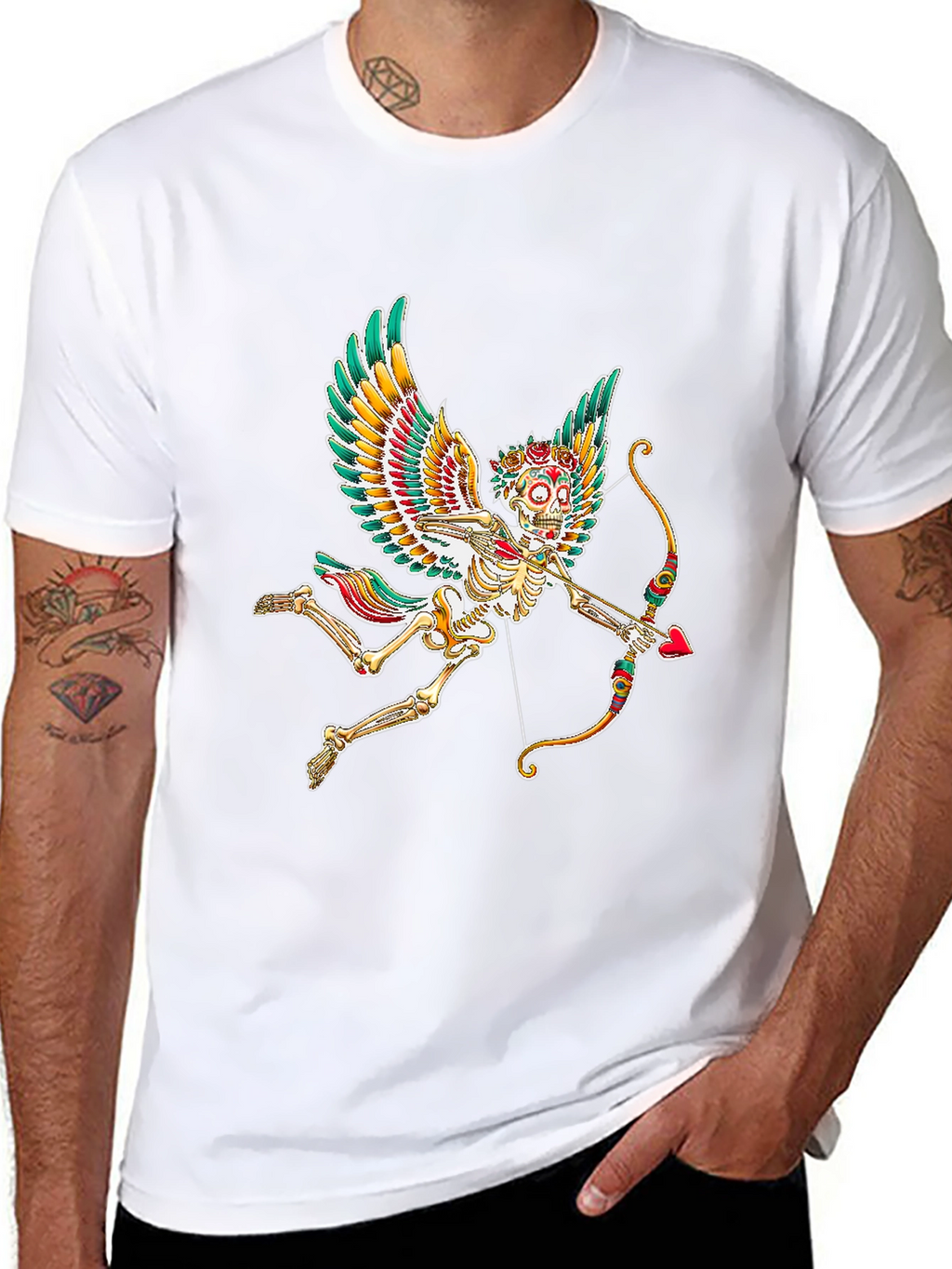 Skeleton Cupid Graphic Tee - Mens Black T-Shirt