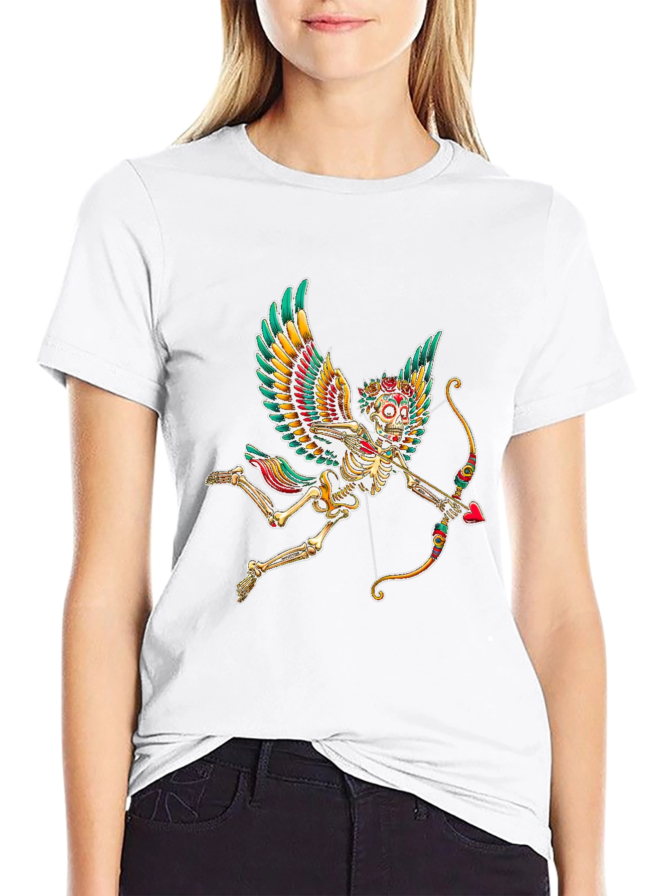 Skeleton Cupid Graphic Tee - Mens Black T-Shirt