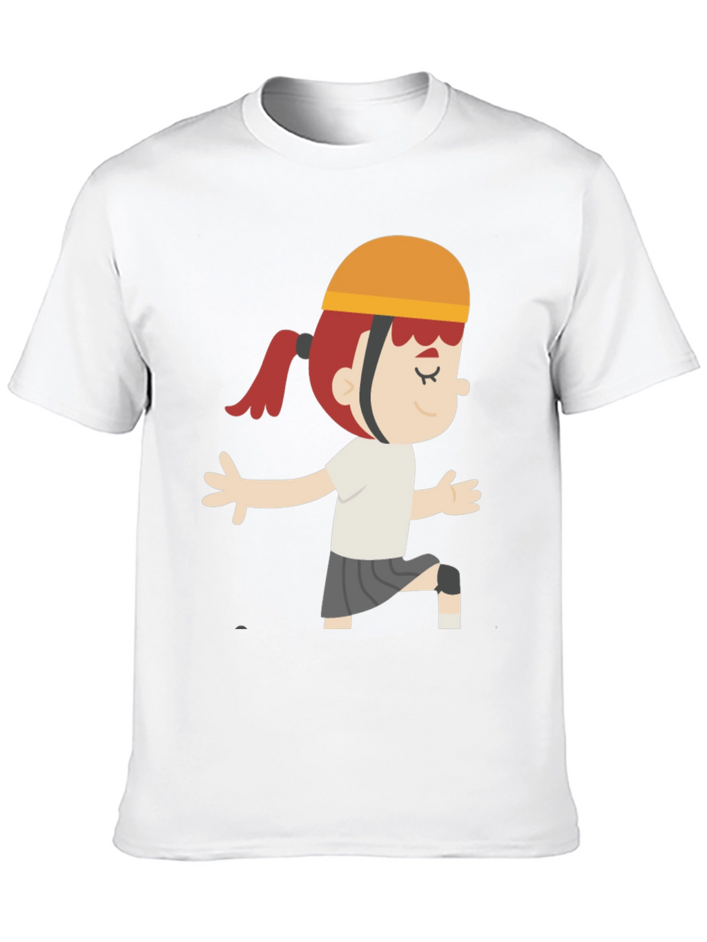 Cartoon Girl Graphic T-Shirt - Black Casual Tee