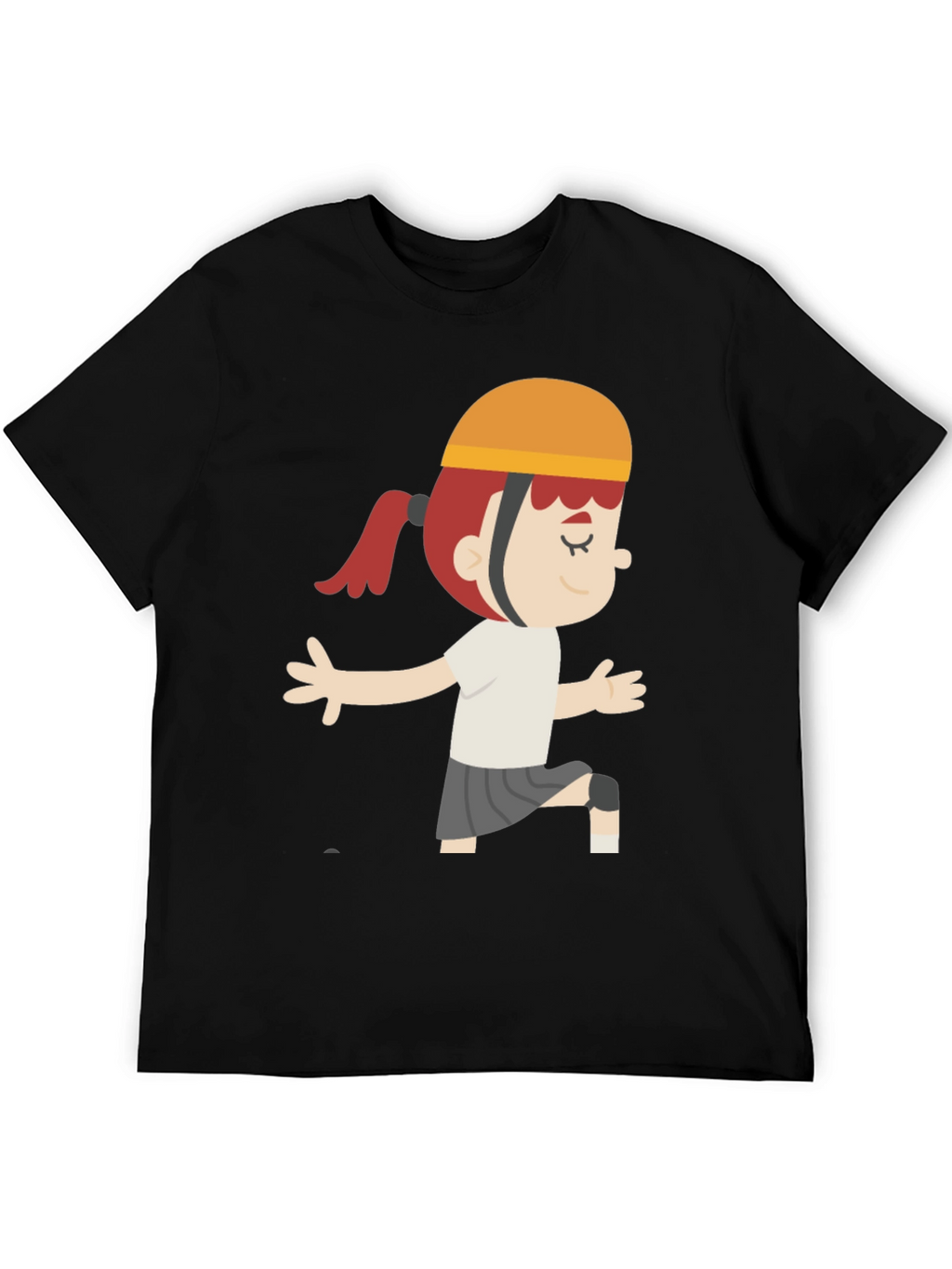 Cartoon Girl Graphic T-Shirt - Black Casual Tee