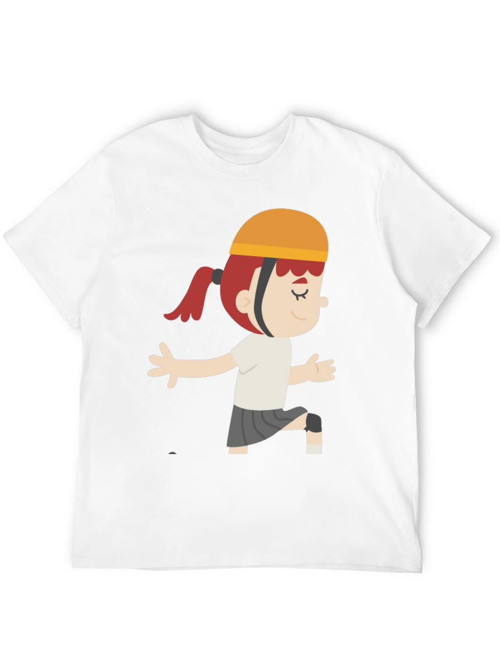 Cartoon Girl Graphic T-Shirt - Black Casual Tee