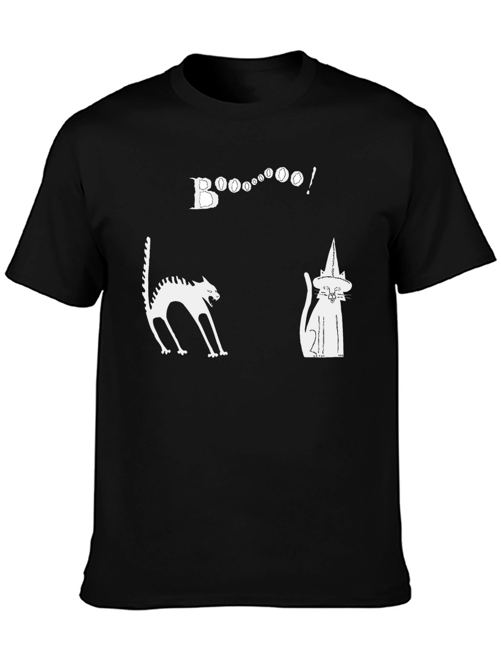 Halloween Cats Boo Graphic Black T-Shirt
