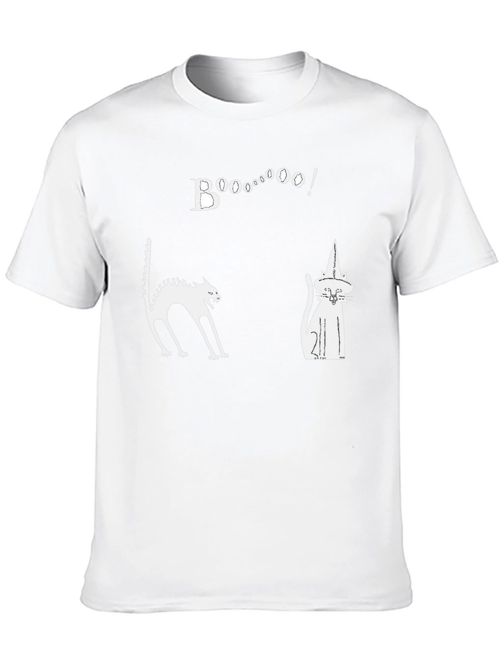 Halloween Cats Boo Graphic Black T-Shirt