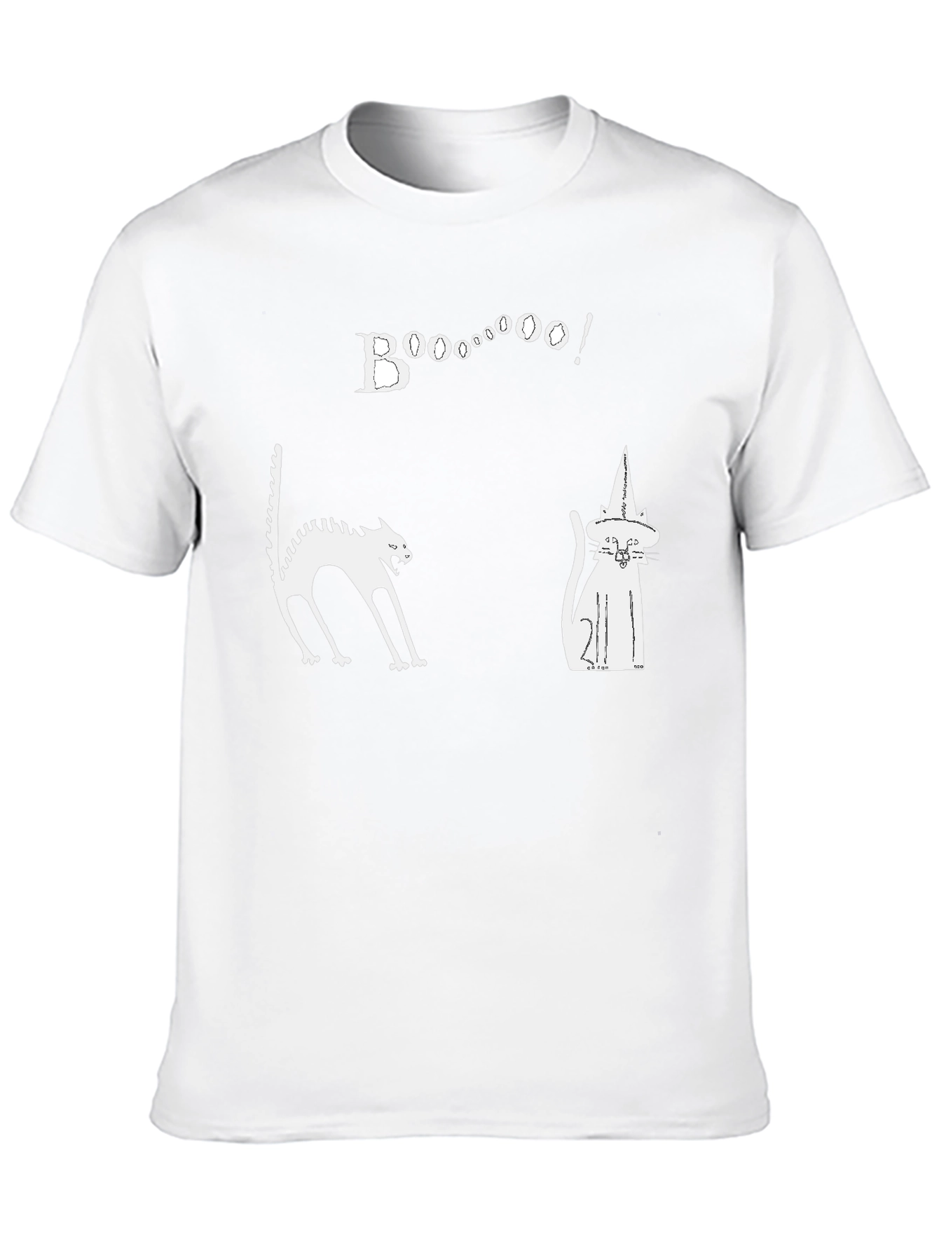Halloween Cats Boo Graphic Black T-Shirt
