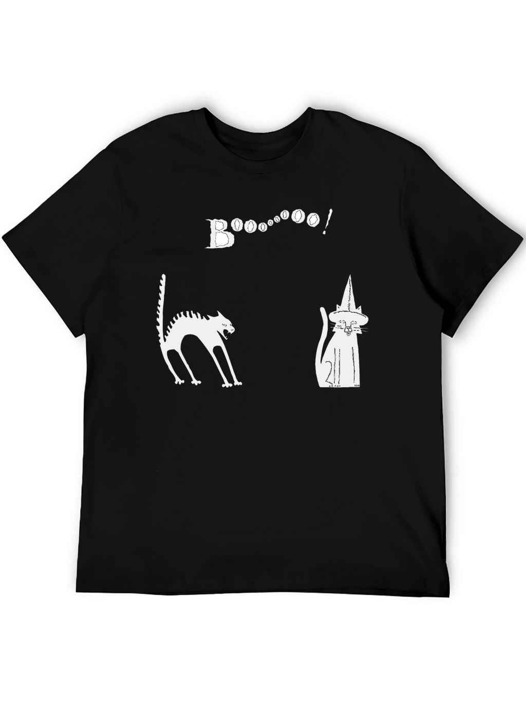 Halloween Cats Boo Graphic Black T-Shirt