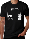 Halloween Cats Boo Graphic Black T-Shirt