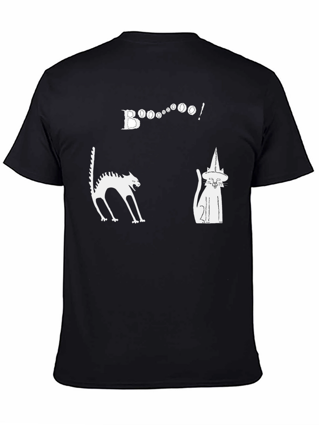 Halloween Cats Boo Graphic Black T-Shirt