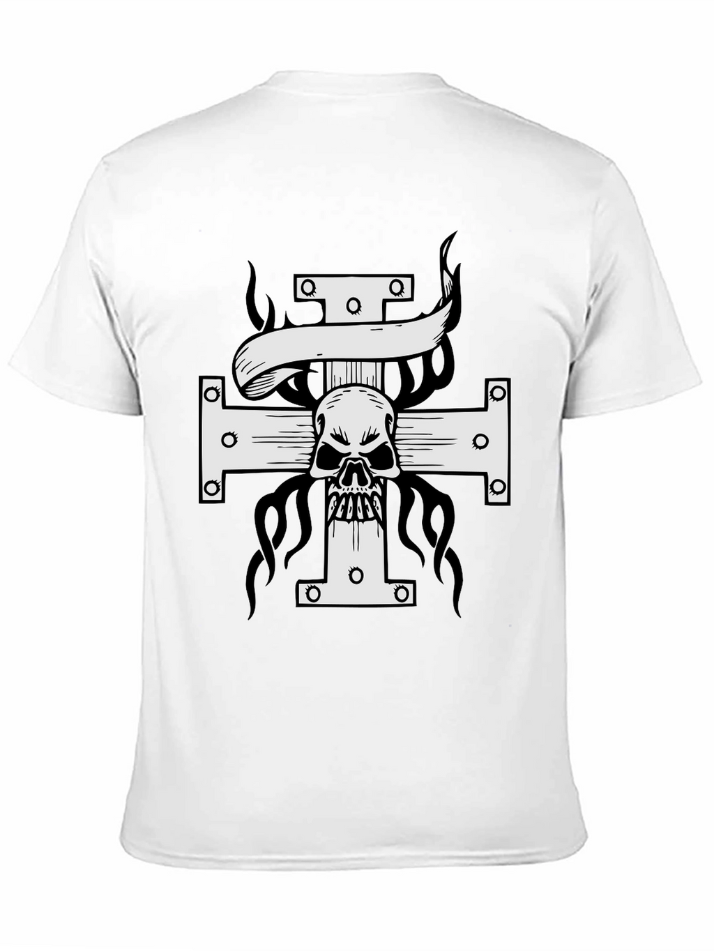 Skull Cross Graphic Print T-Shirt - Black