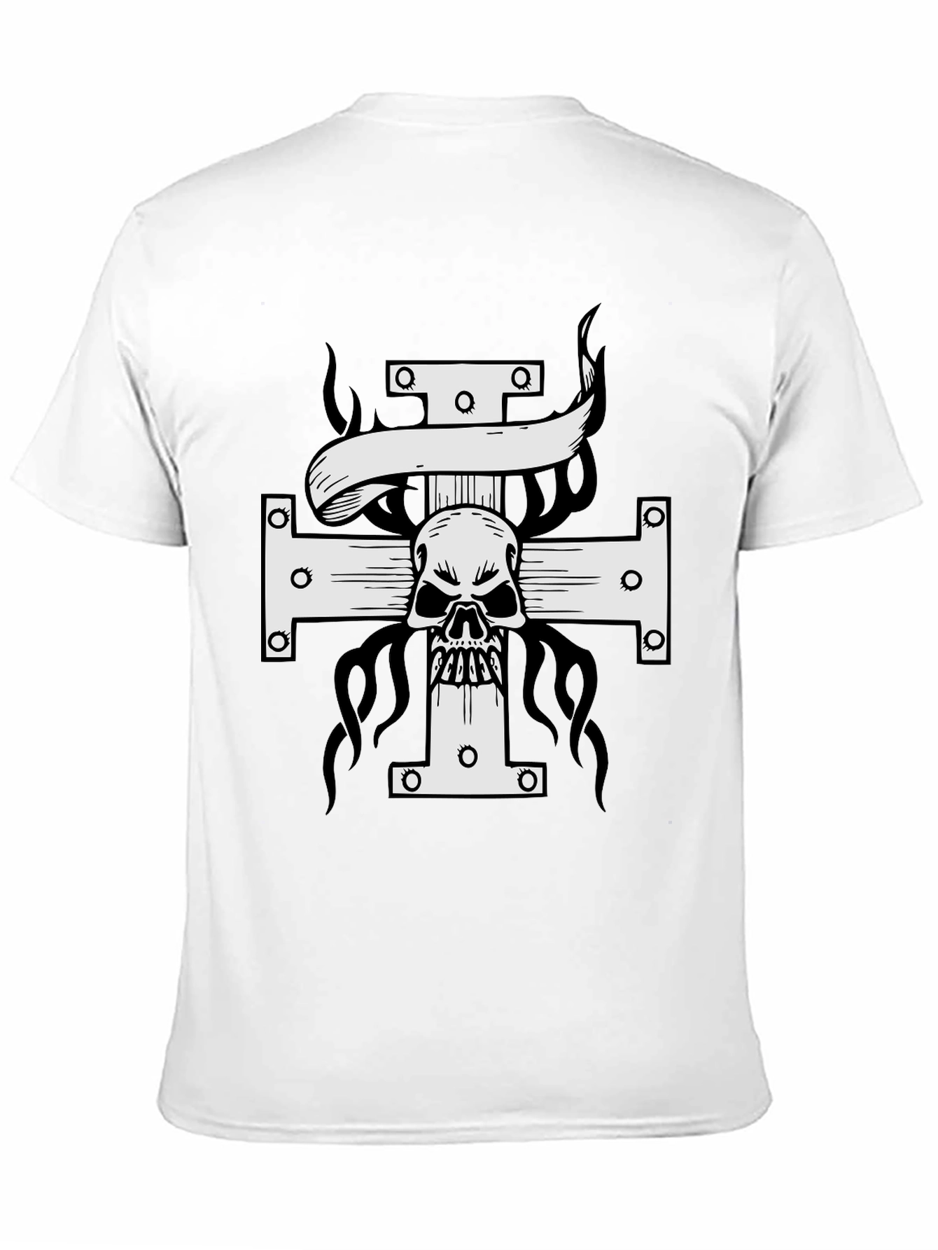 Skull Cross Graphic Print T-Shirt - Black