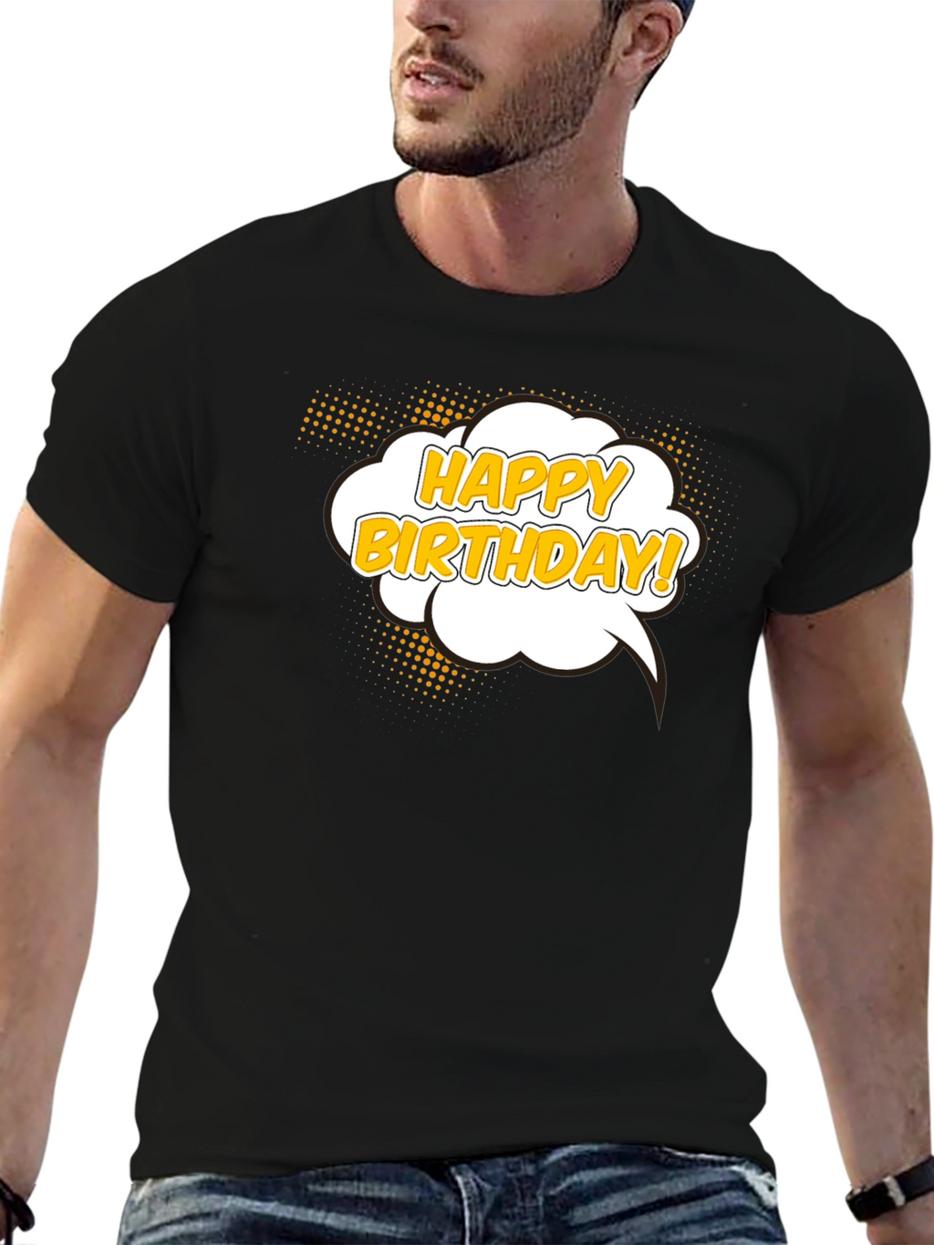 Happy Birthday T-Shirt - Black Cotton Graphic Tee