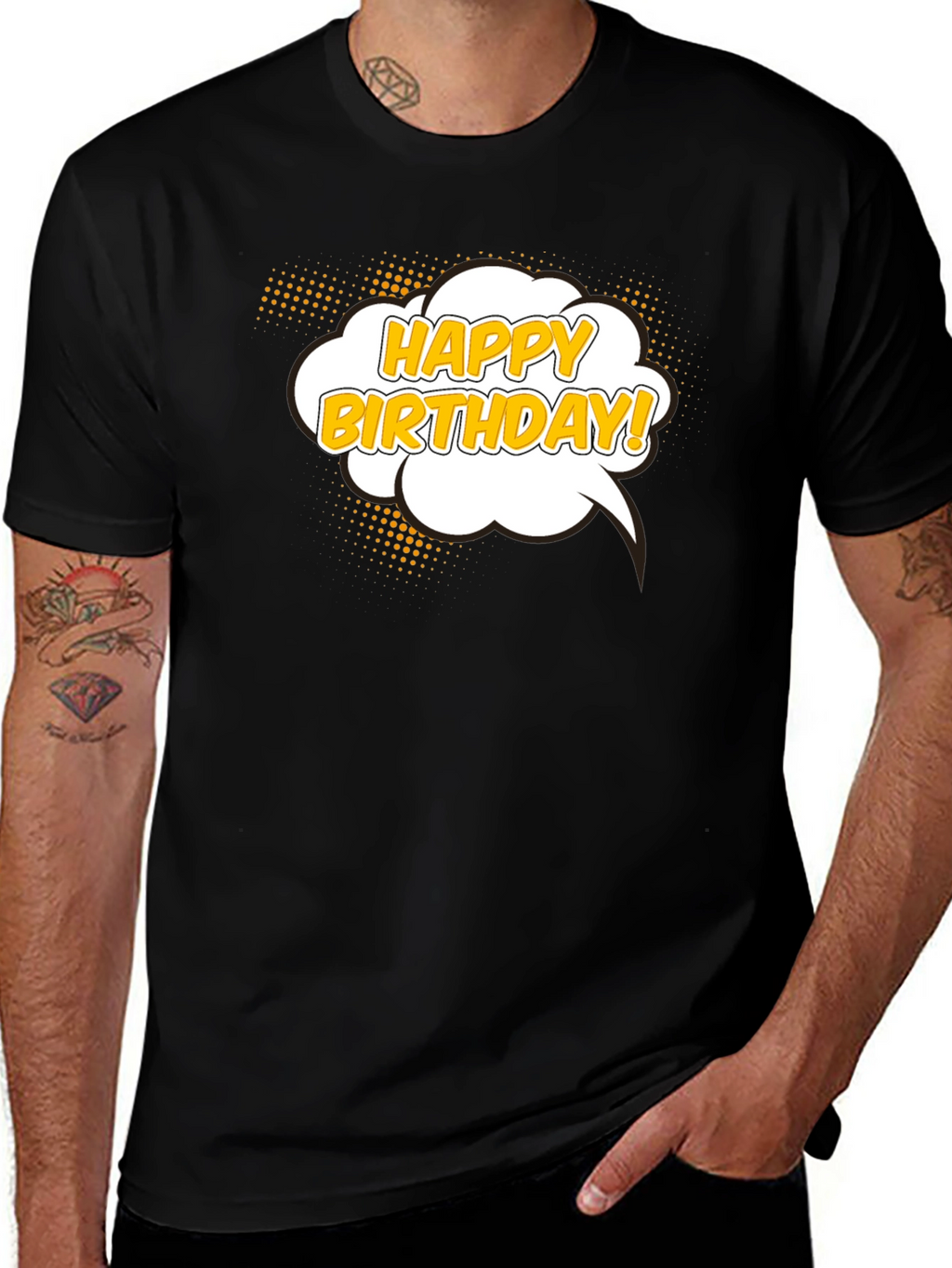 Happy Birthday T-Shirt - Black Cotton Graphic Tee