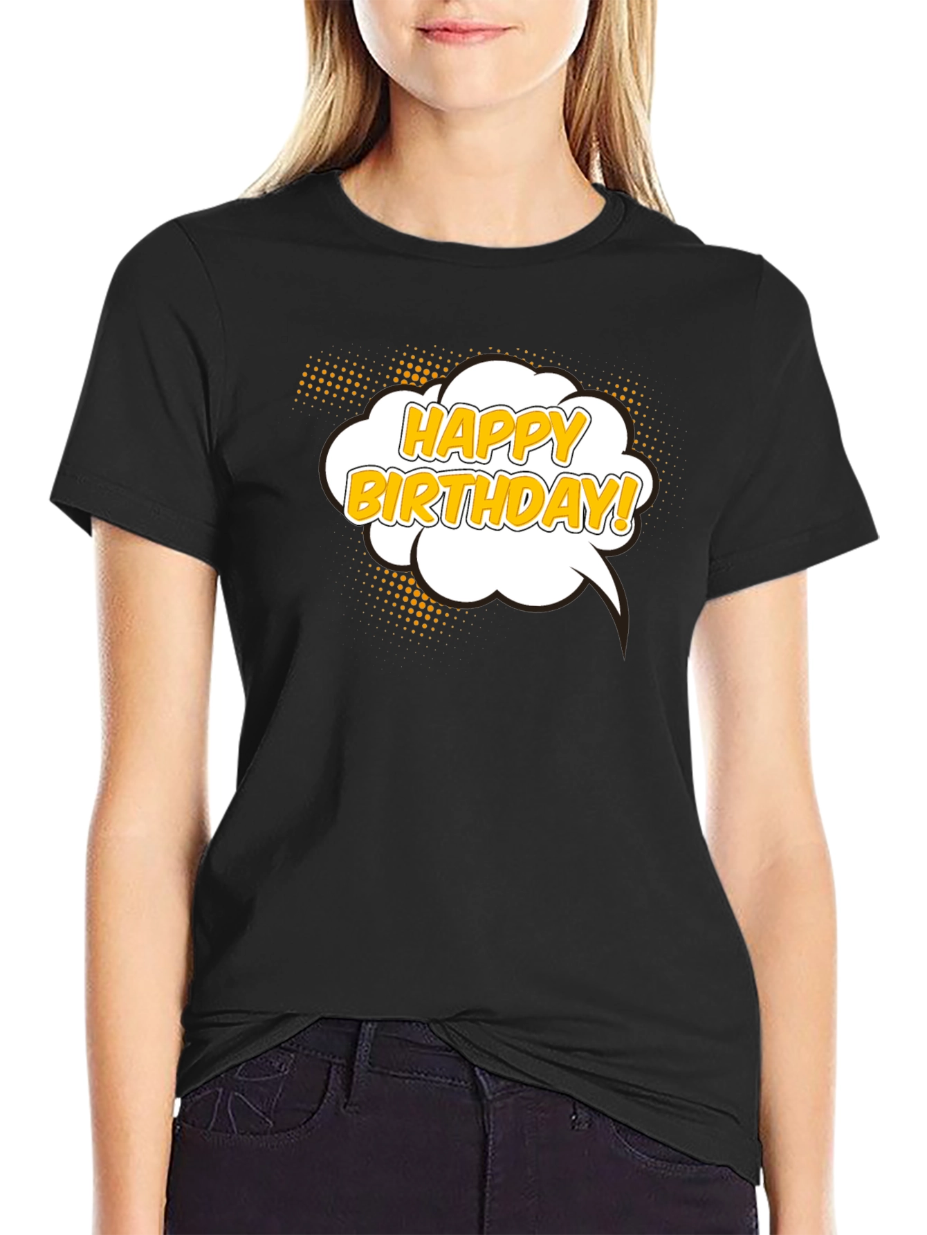 Happy Birthday T-Shirt - Black Cotton Graphic Tee