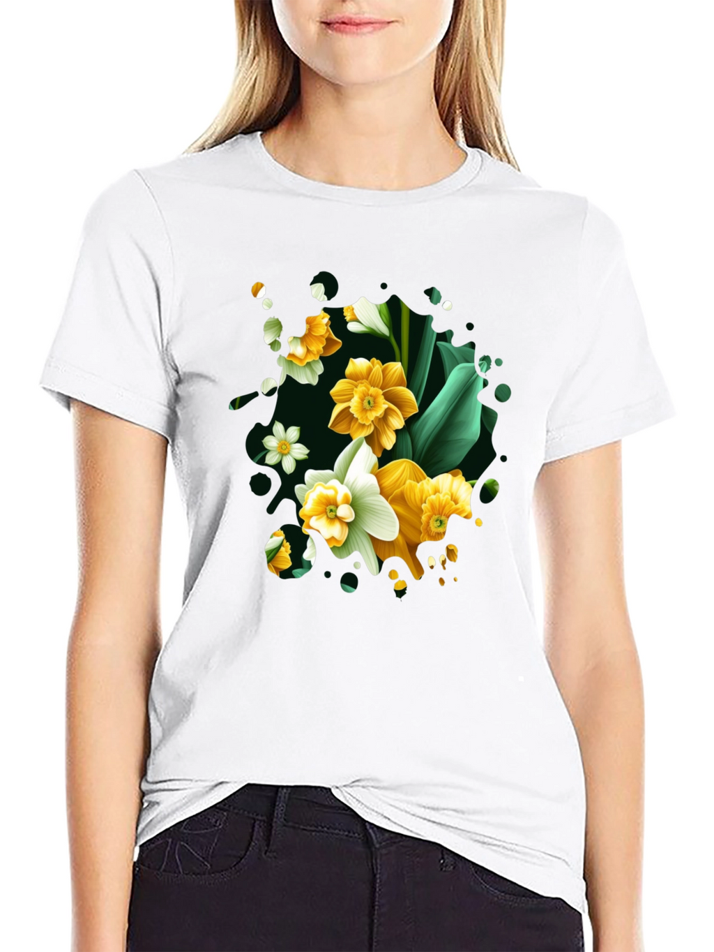 Floral Daffodil T-Shirt - Elegant Spring Fashion
