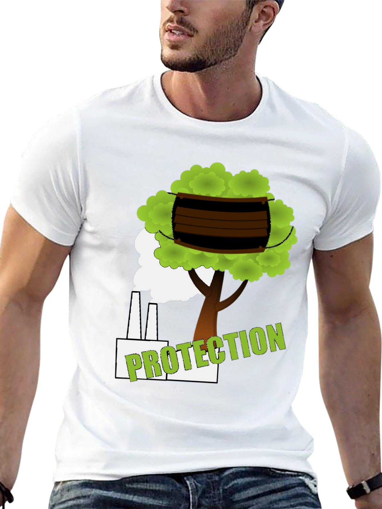 Eco Protection Graphic Tee - Black Cotton T-Shirt