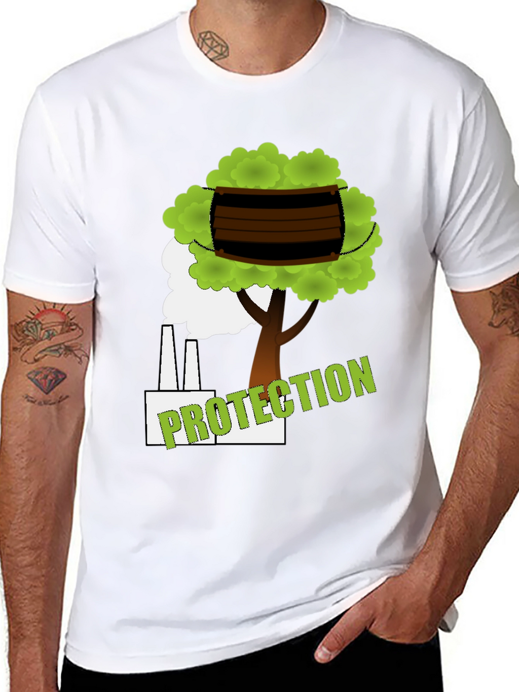 Eco Protection Graphic Tee - Black Cotton T-Shirt