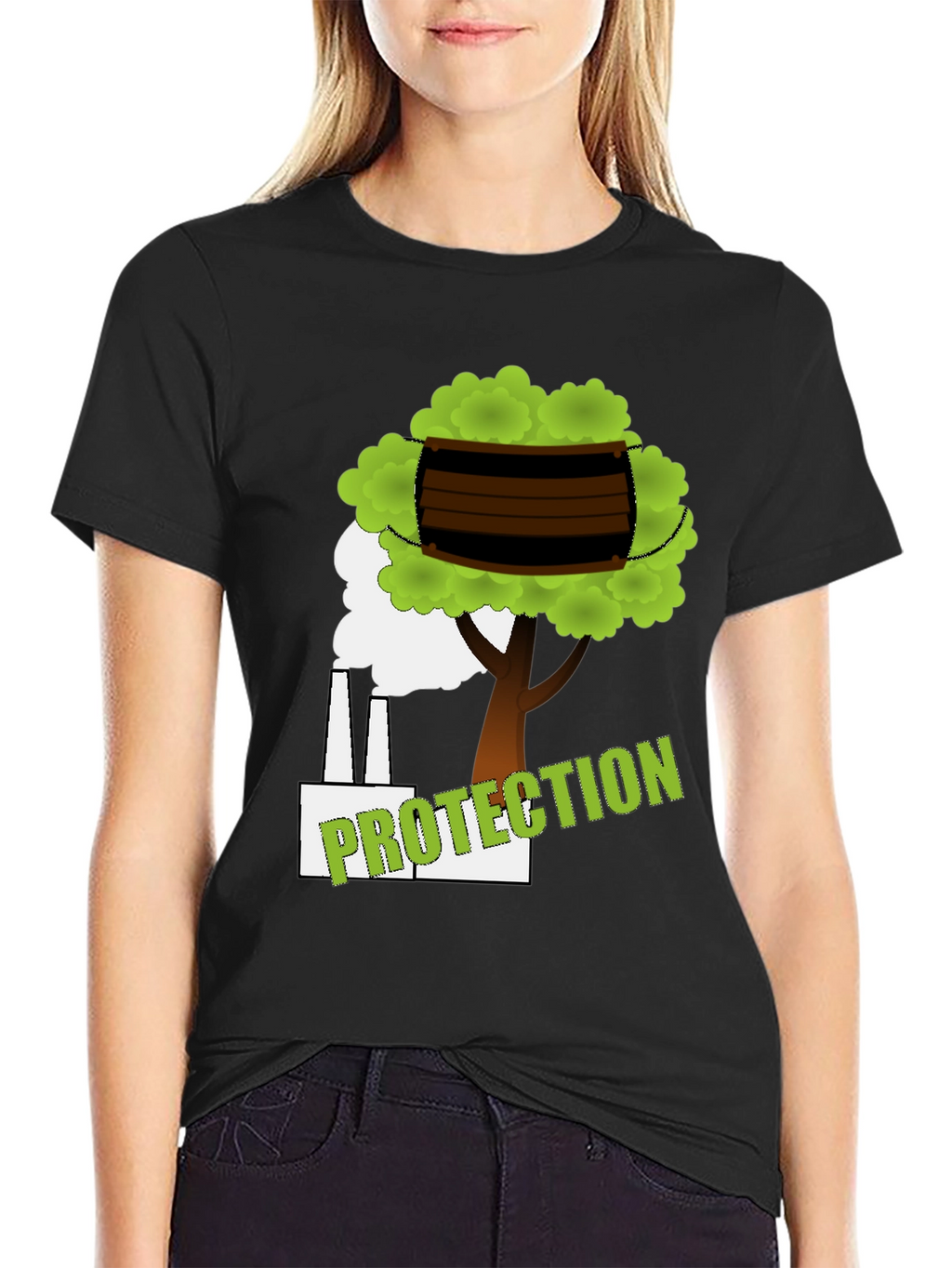 Eco Protection Graphic Tee - Black Cotton T-Shirt