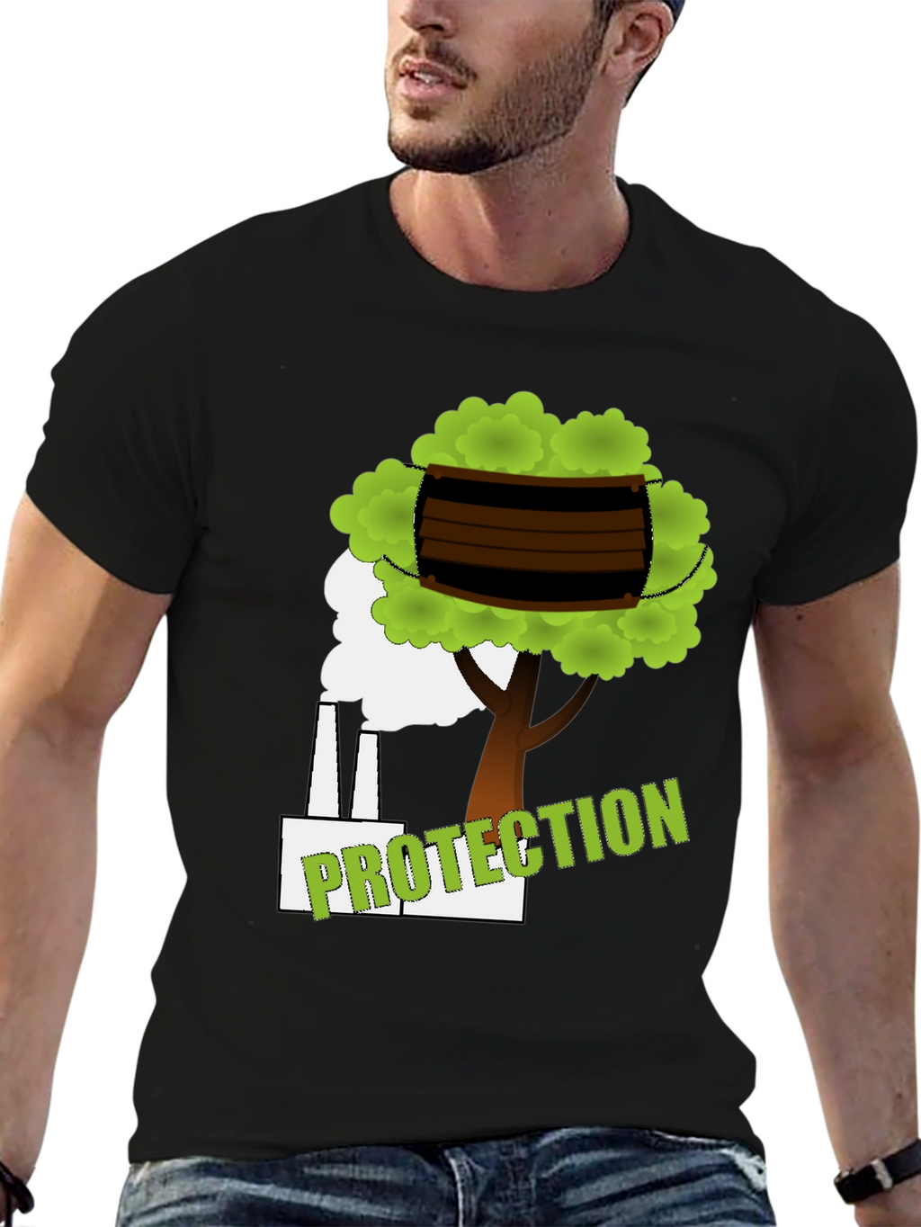 Eco Protection Graphic Tee - Black Cotton T-Shirt
