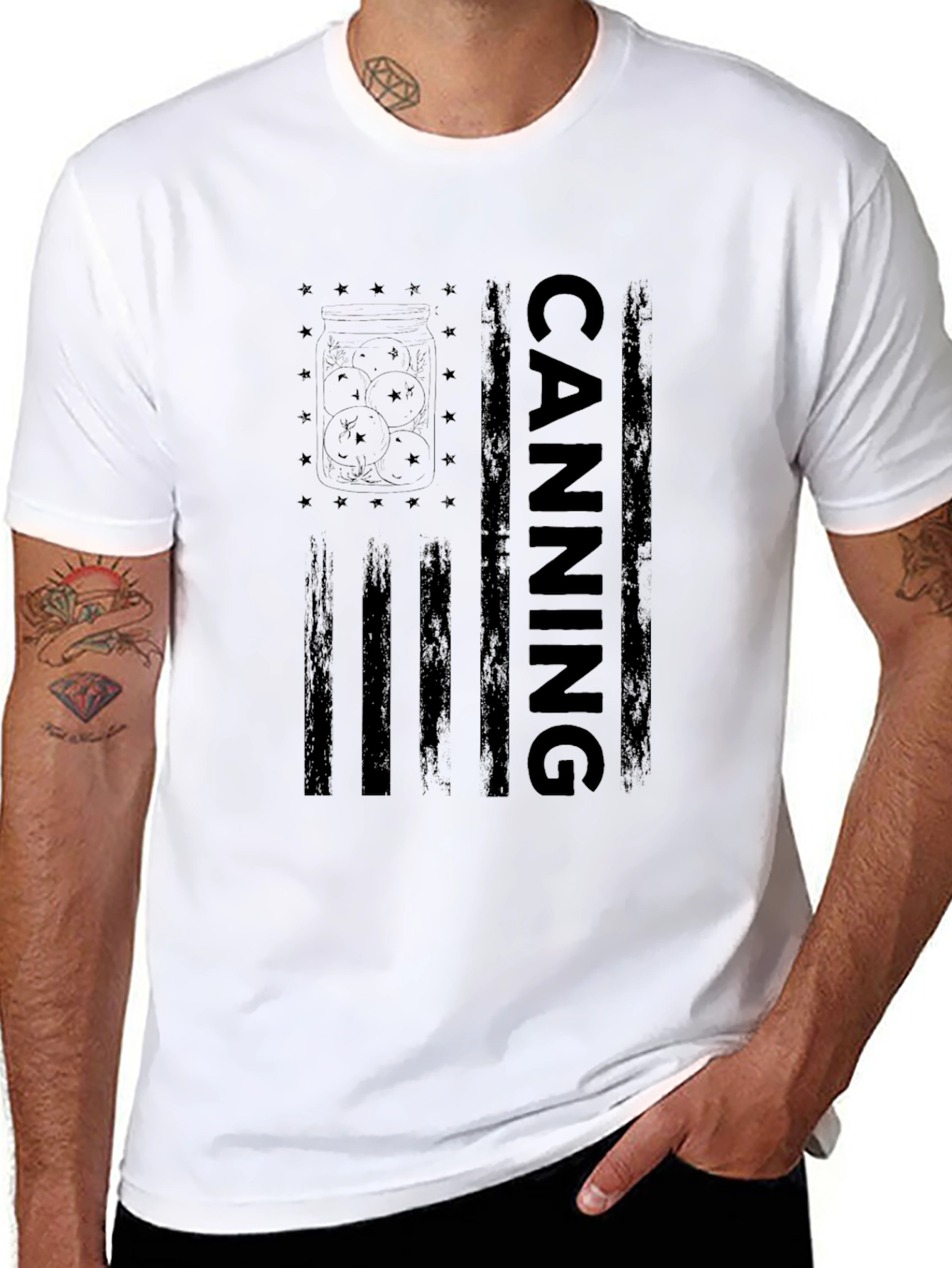 Canning American Flag Black T-Shirt