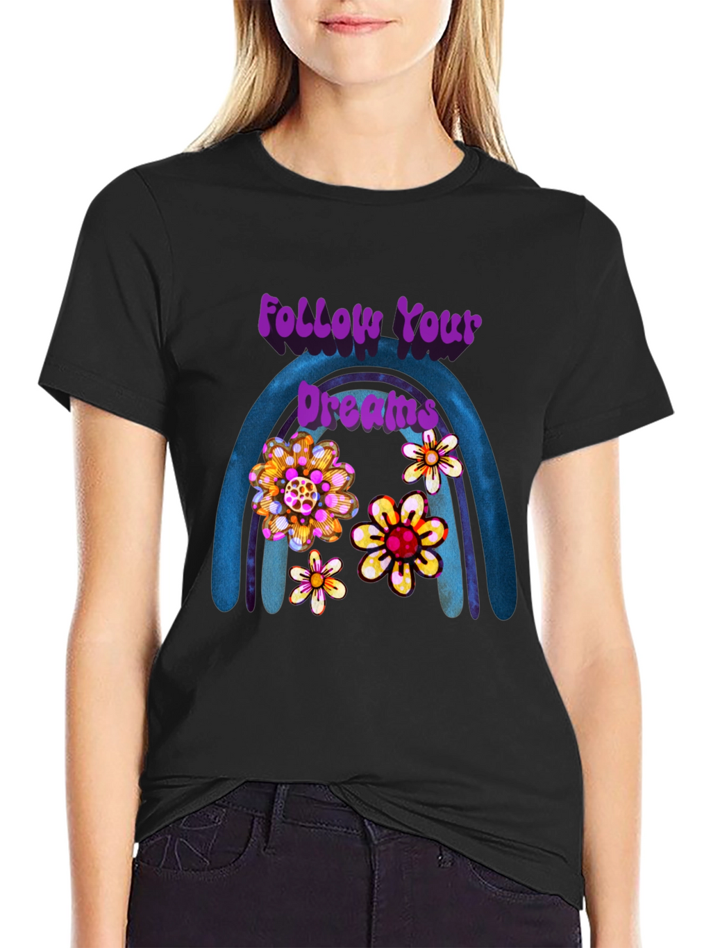 Follow Your Dreams Floral Rainbow Tee
