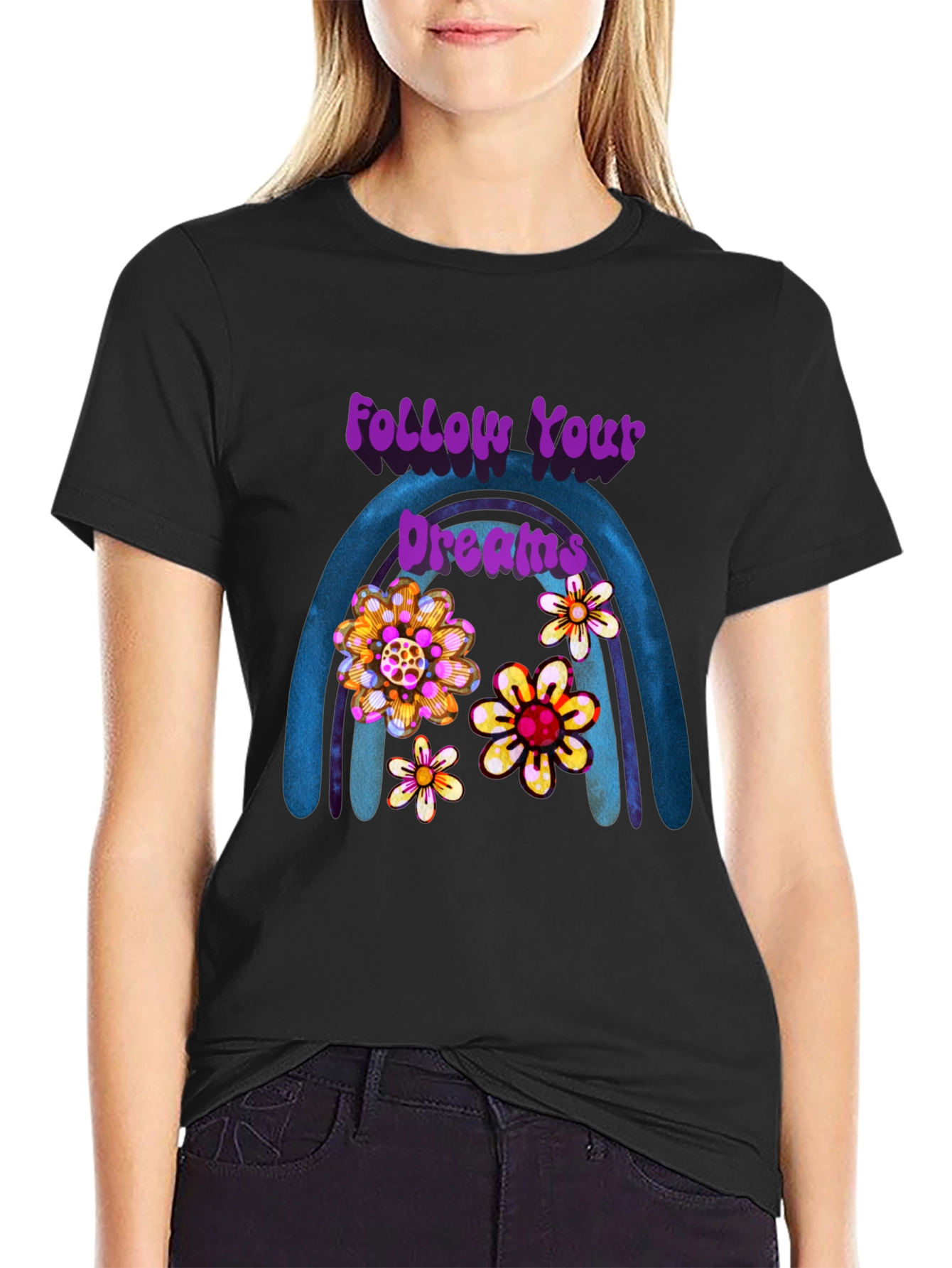 Follow Your Dreams Floral Rainbow Tee