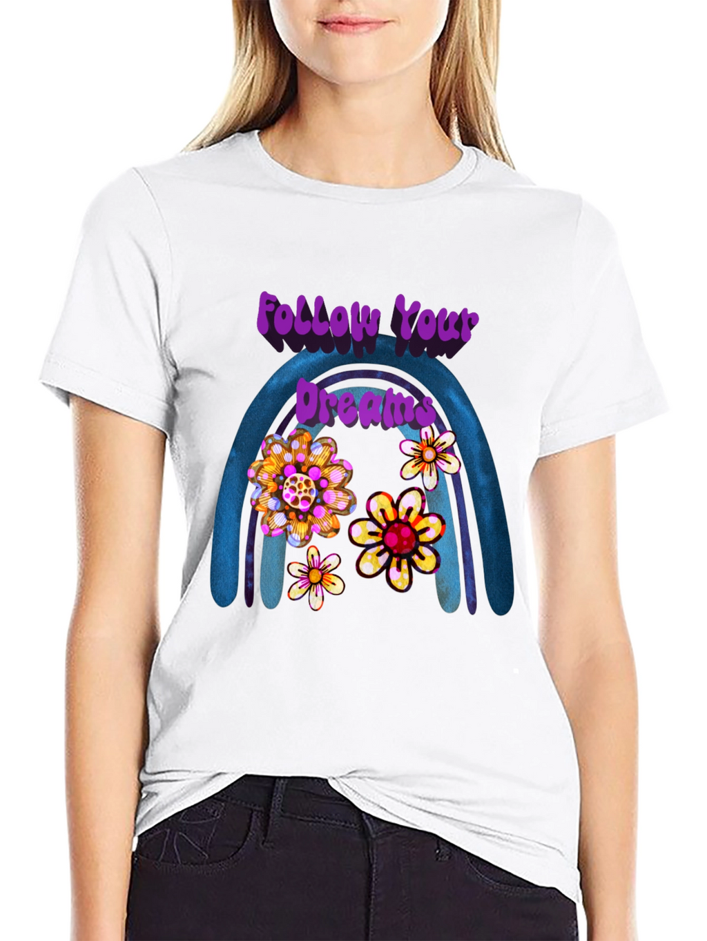Follow Your Dreams Floral Rainbow Tee