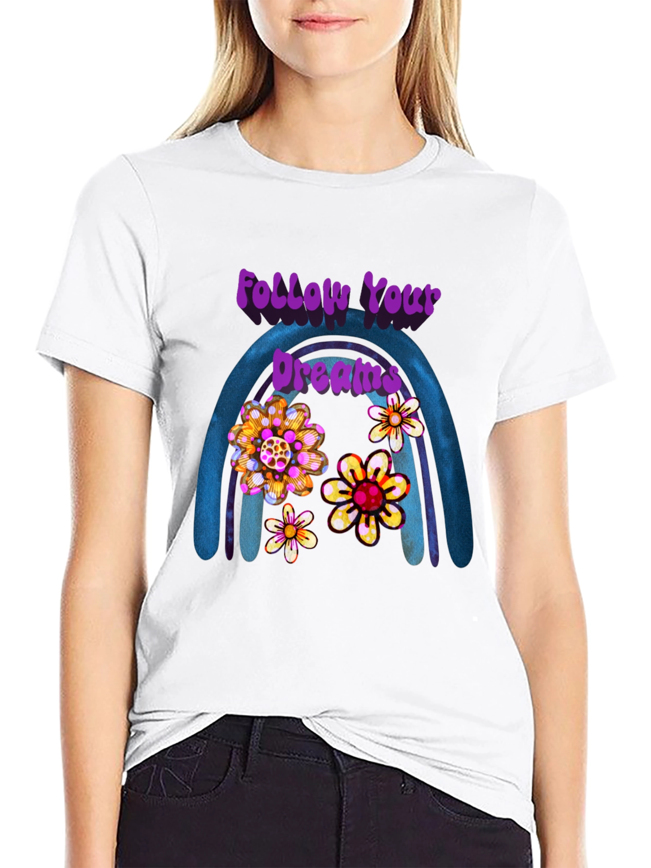 Follow Your Dreams Floral Rainbow Tee