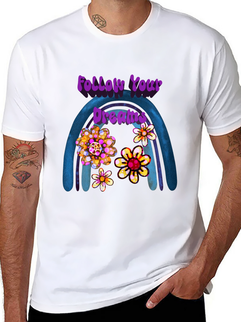 Follow Your Dreams Floral Rainbow Tee