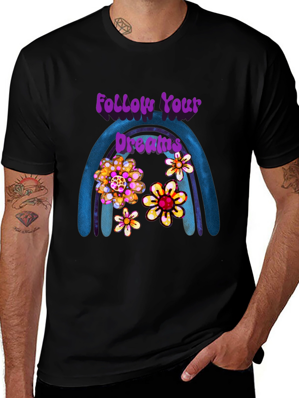Follow Your Dreams Floral Rainbow Tee