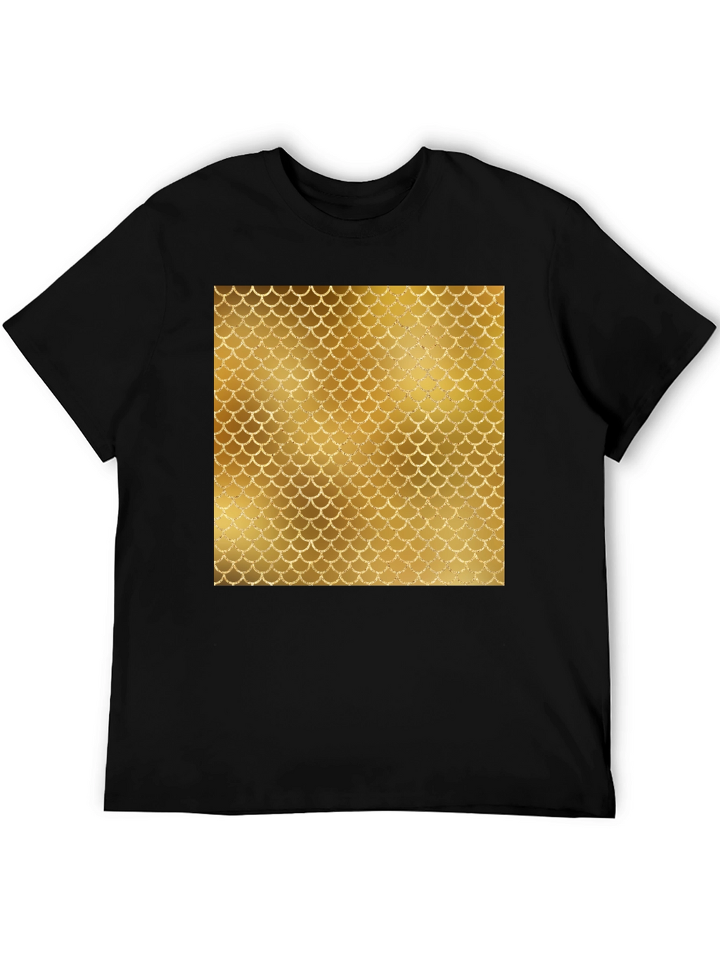 Mens Black T-Shirt with Gold Scale Design