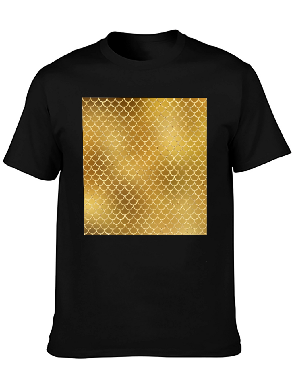 Mens Black T-Shirt with Gold Scale Design