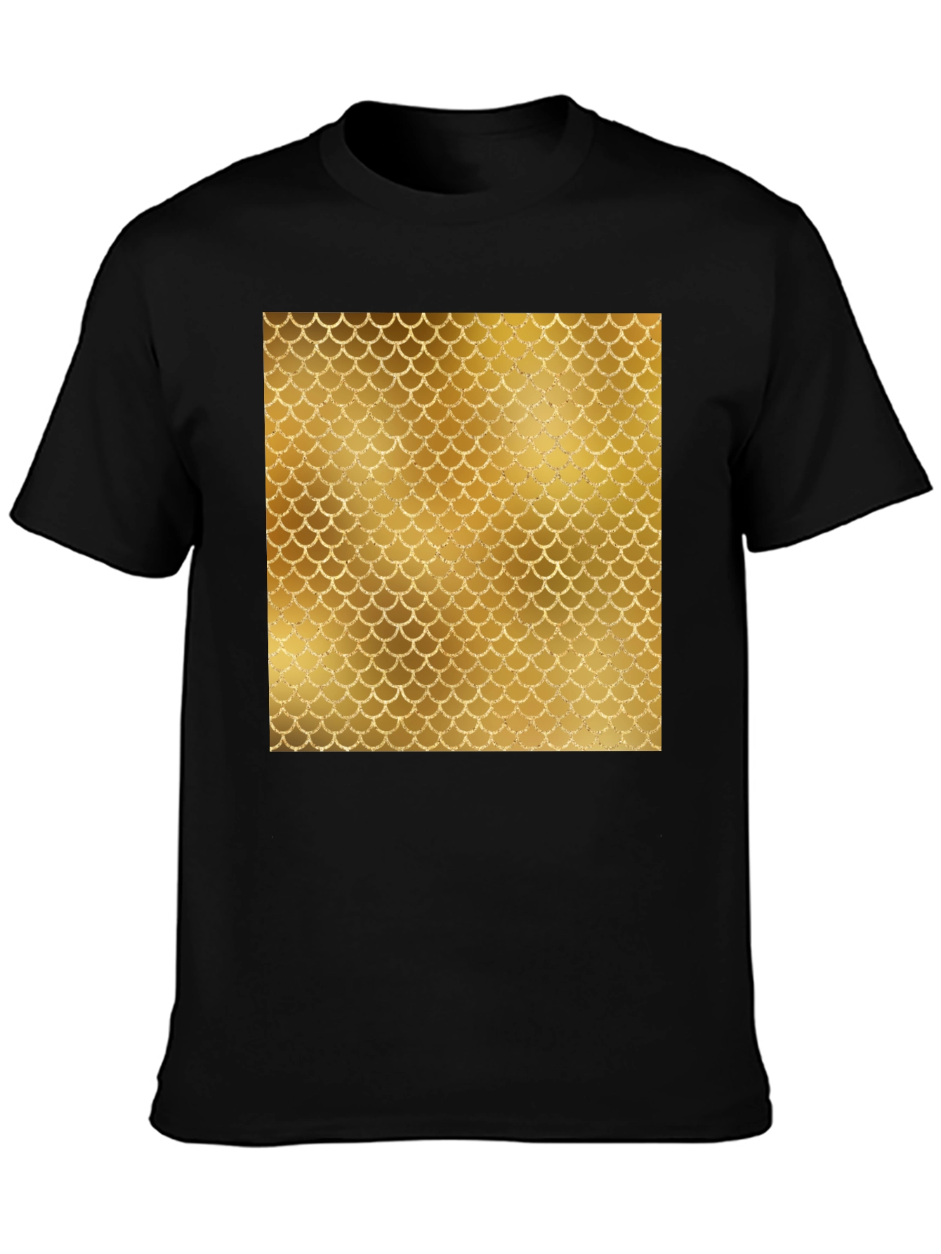 Mens Black T-Shirt with Gold Scale Design