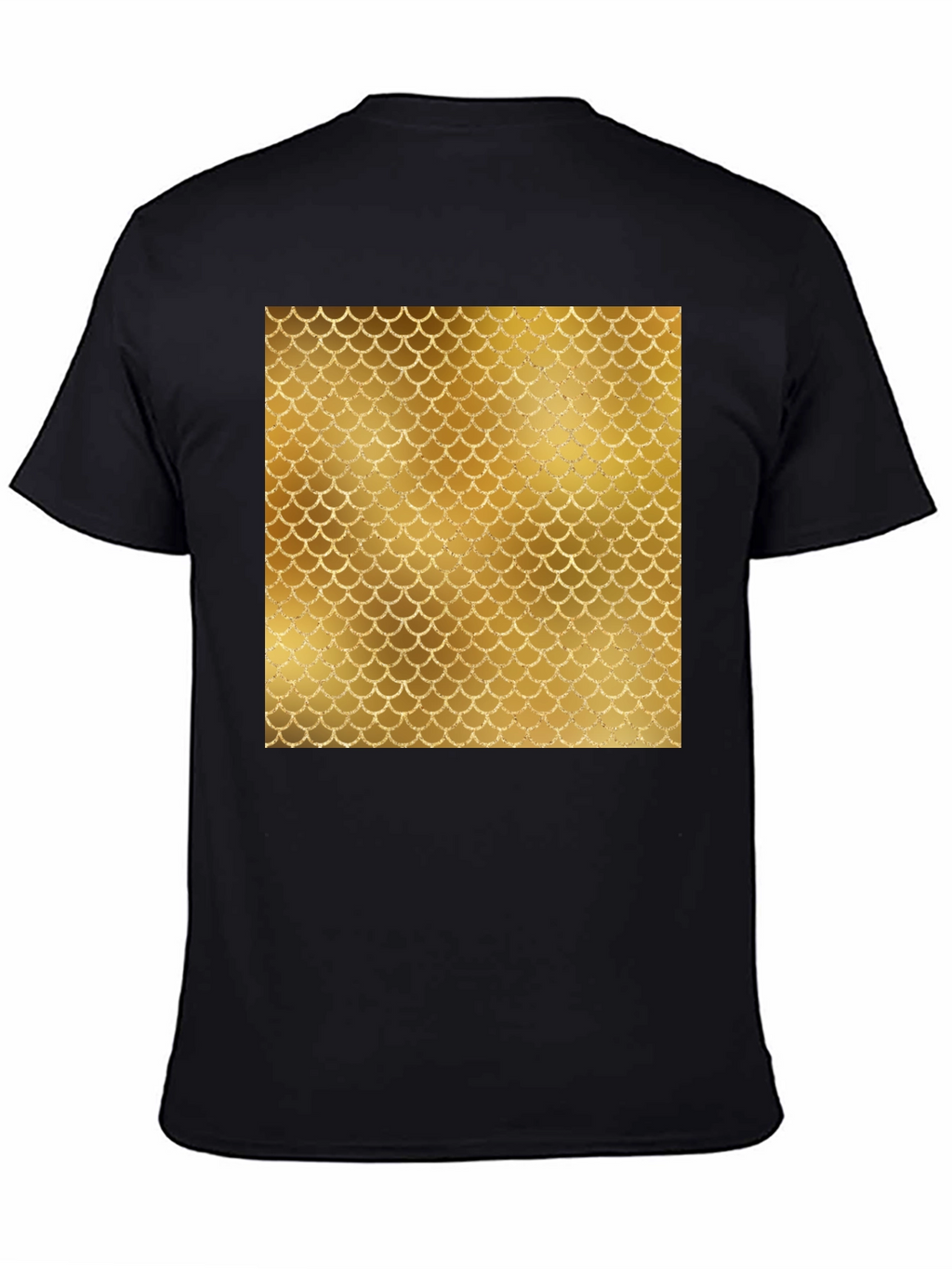 Mens Black T-Shirt with Gold Scale Design