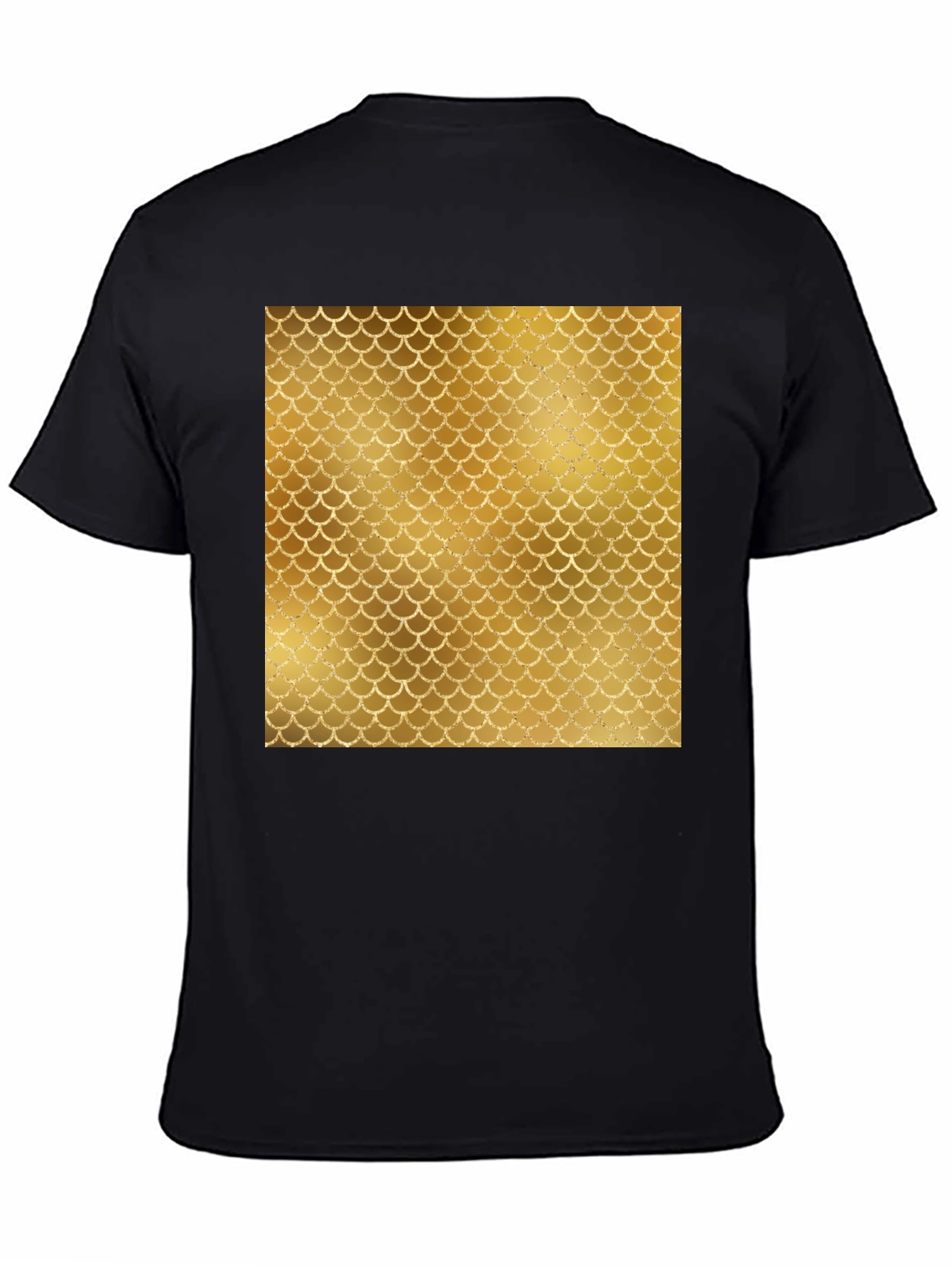 Mens Black T-Shirt with Gold Scale Design