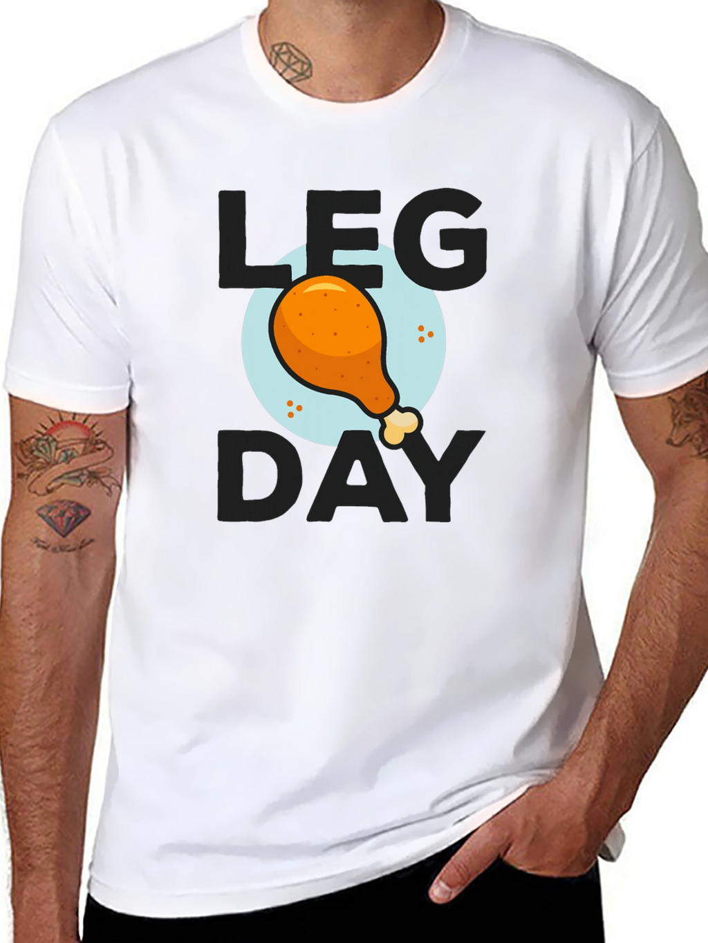 Mens Leg Day Chicken Graphic Tee - Black