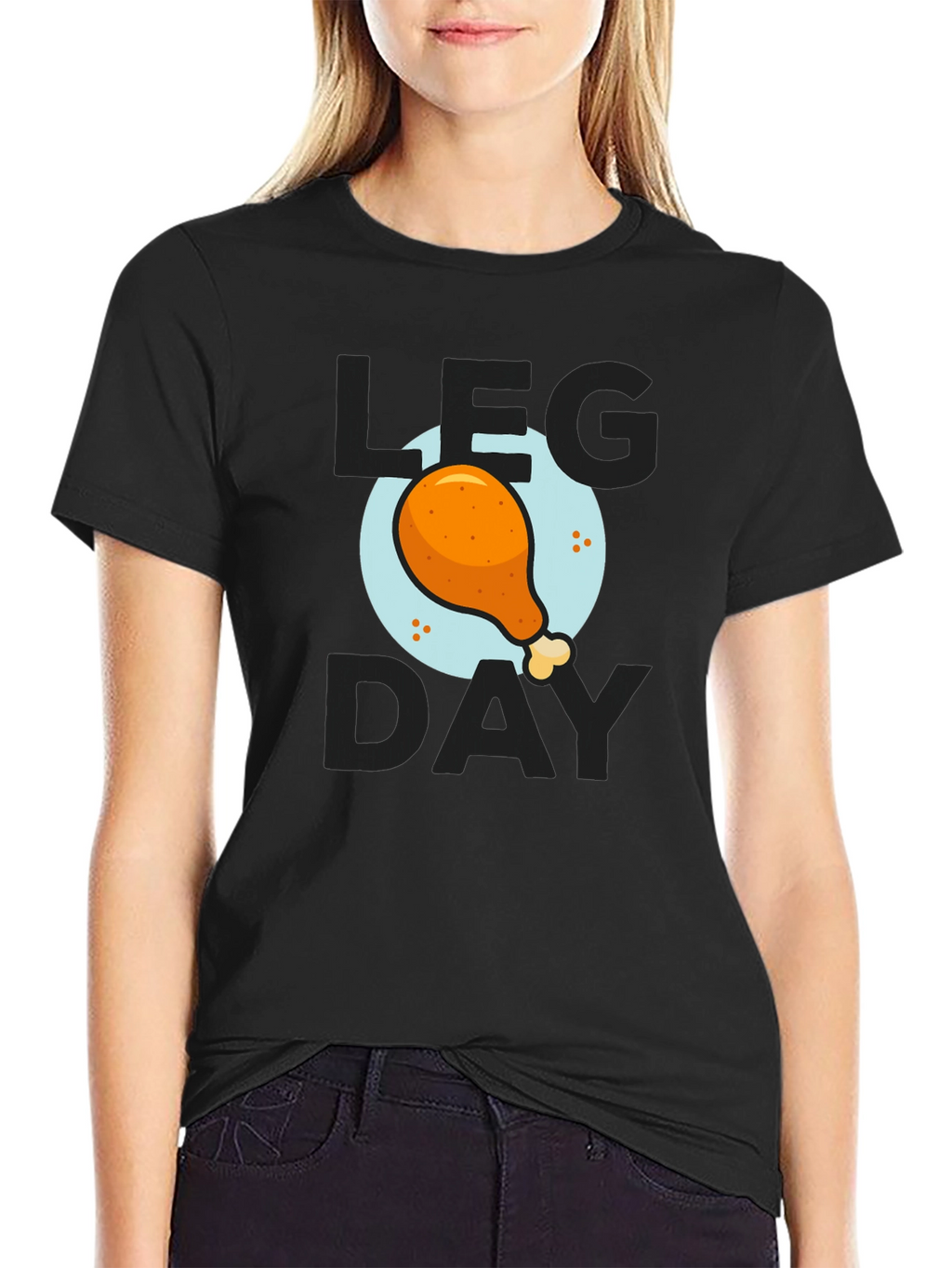 Mens Leg Day Chicken Graphic Tee - Black