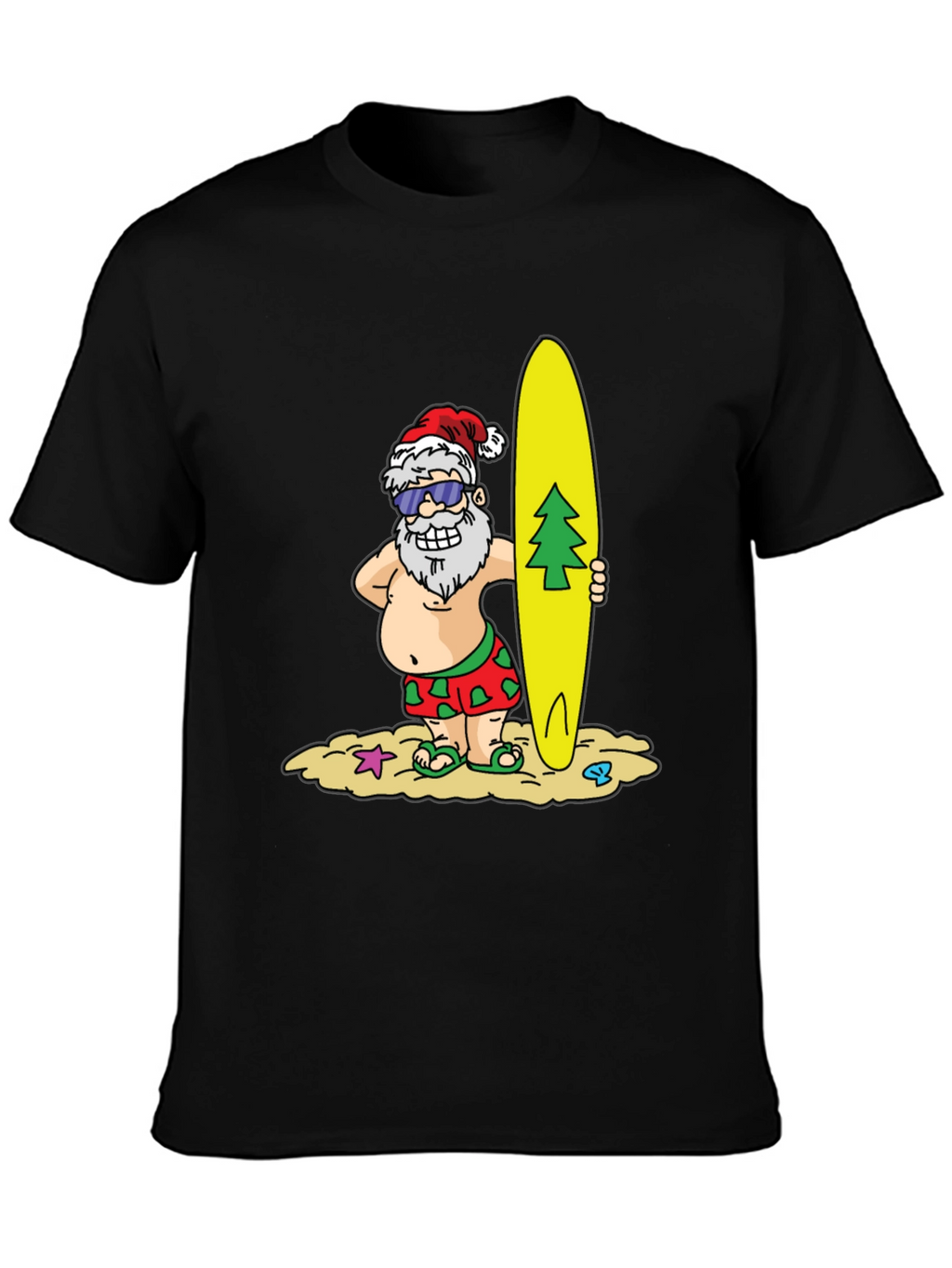 Surfing Santa T-Shirt - Holiday Beach Vibes