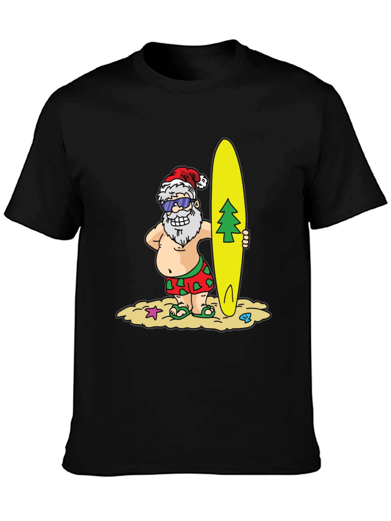 Surfing Santa T-Shirt - Holiday Beach Vibes