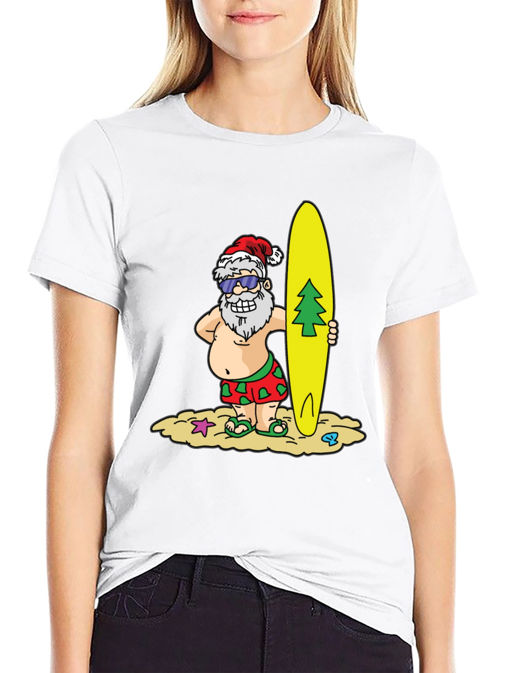 Surfing Santa T-Shirt - Holiday Beach Vibes