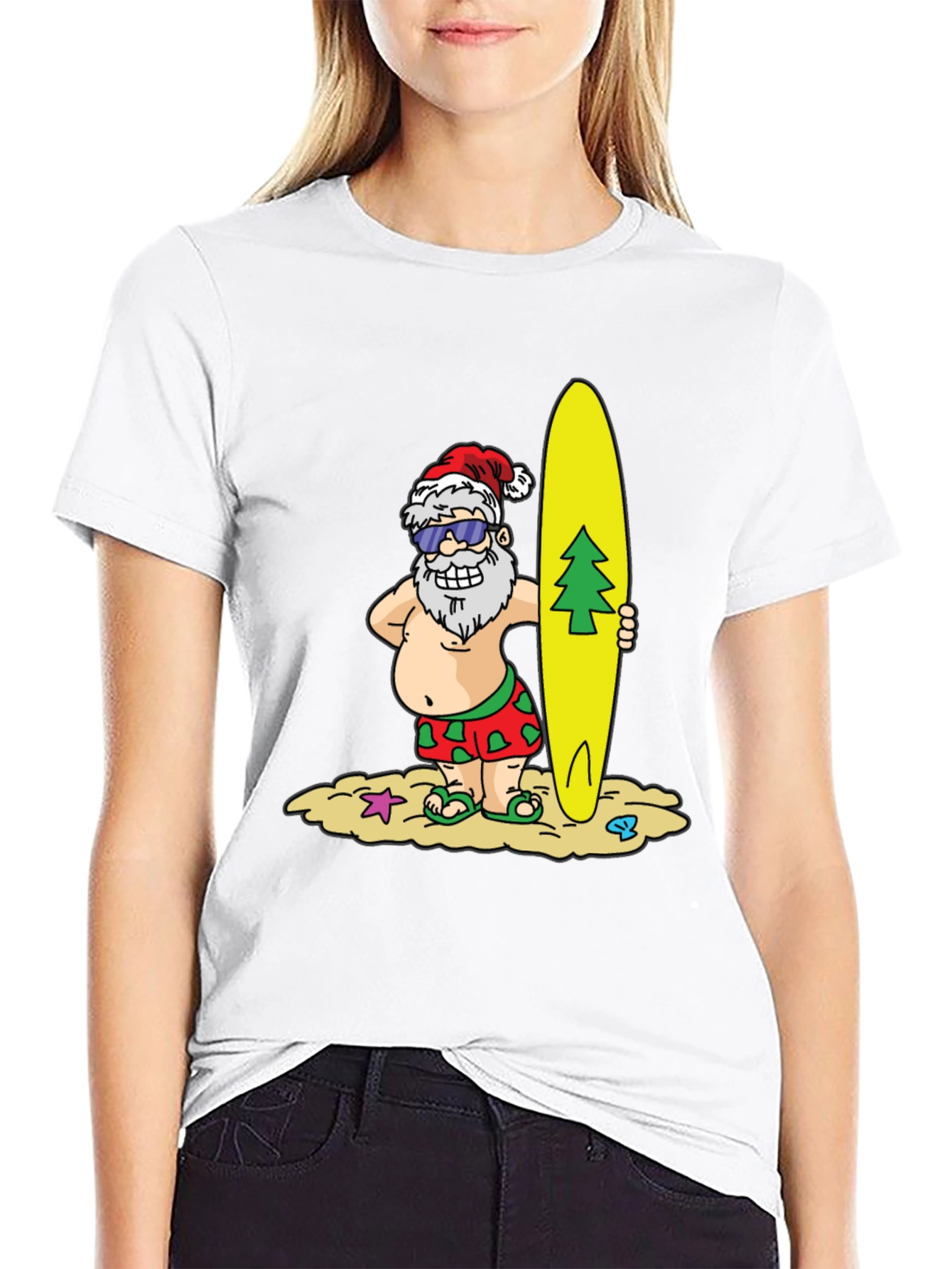 Surfing Santa T-Shirt - Holiday Beach Vibes