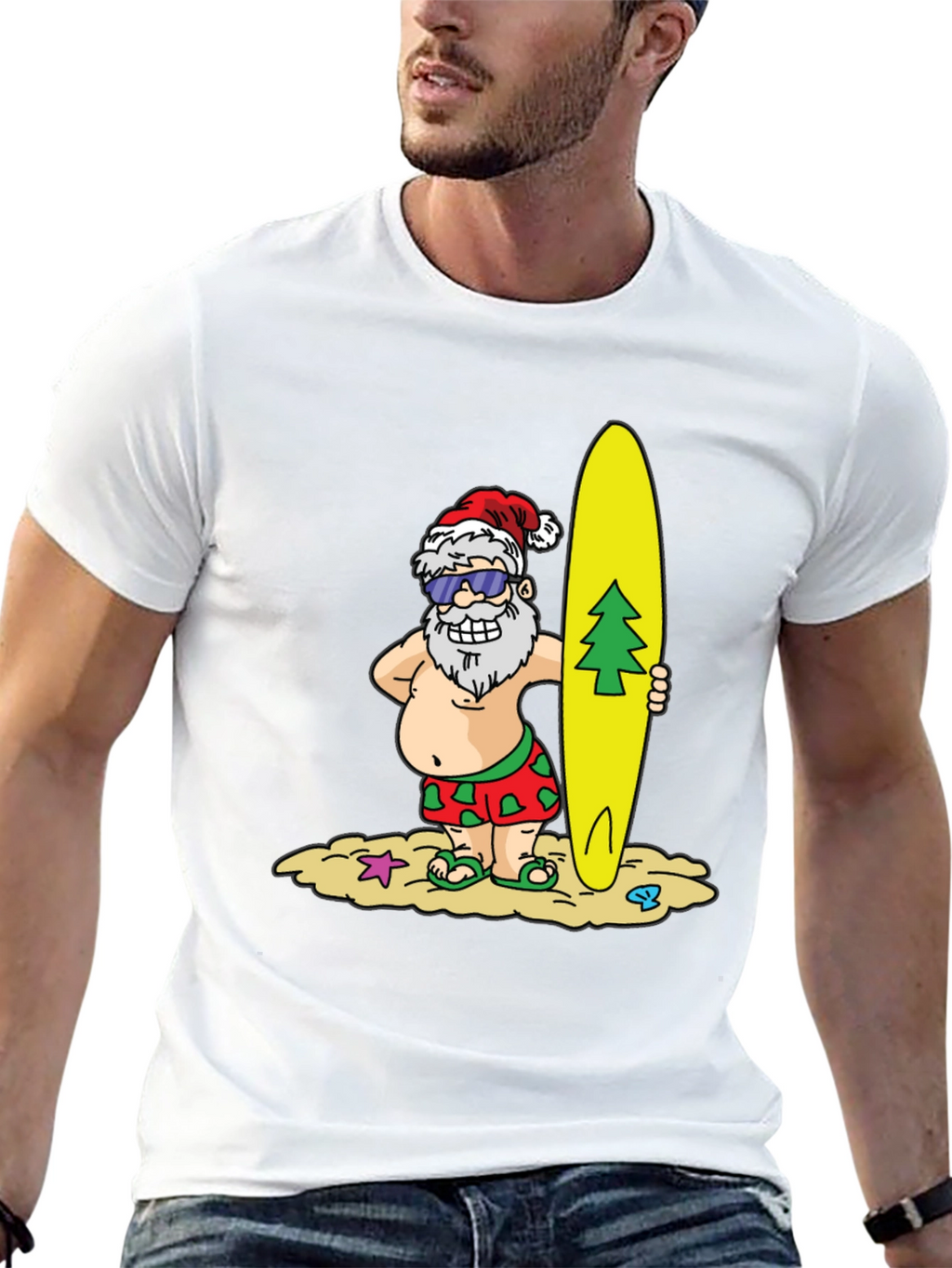 Surfing Santa T-Shirt - Holiday Beach Vibes