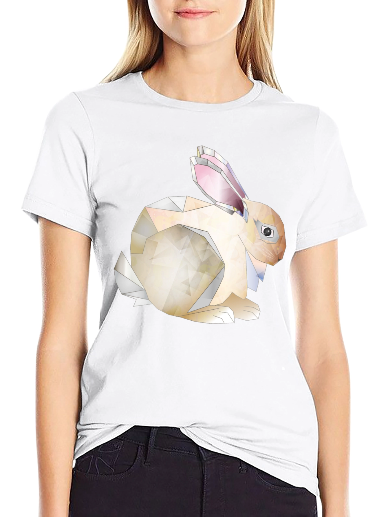 Geometric Bunny Graphic Tee - Unique Style