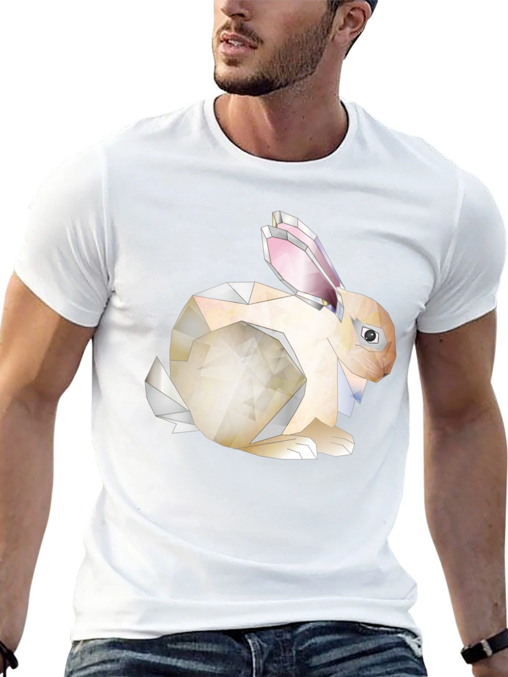 Geometric Bunny Graphic Tee - Unique Style