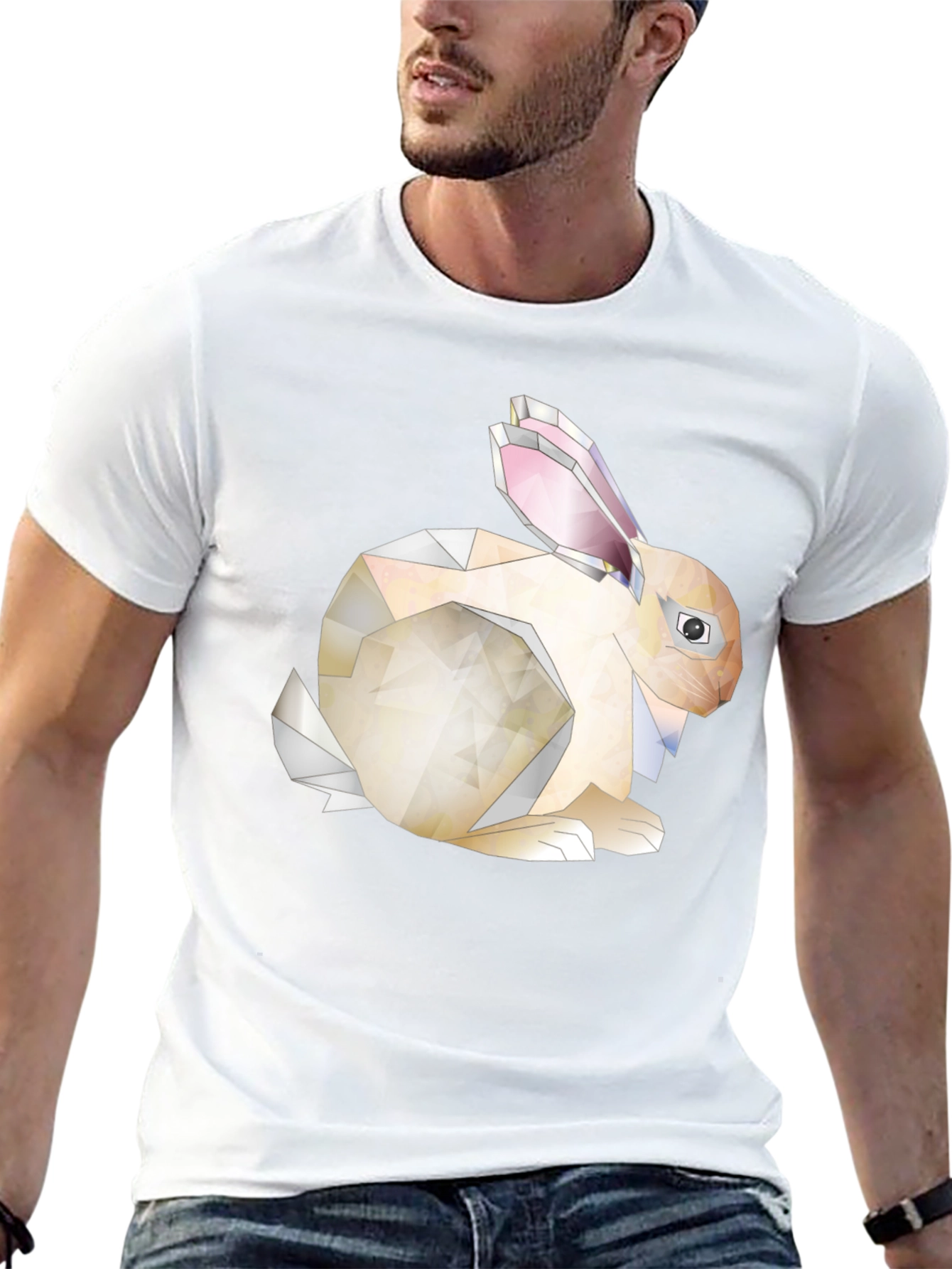 Geometric Bunny Graphic Tee - Unique Style