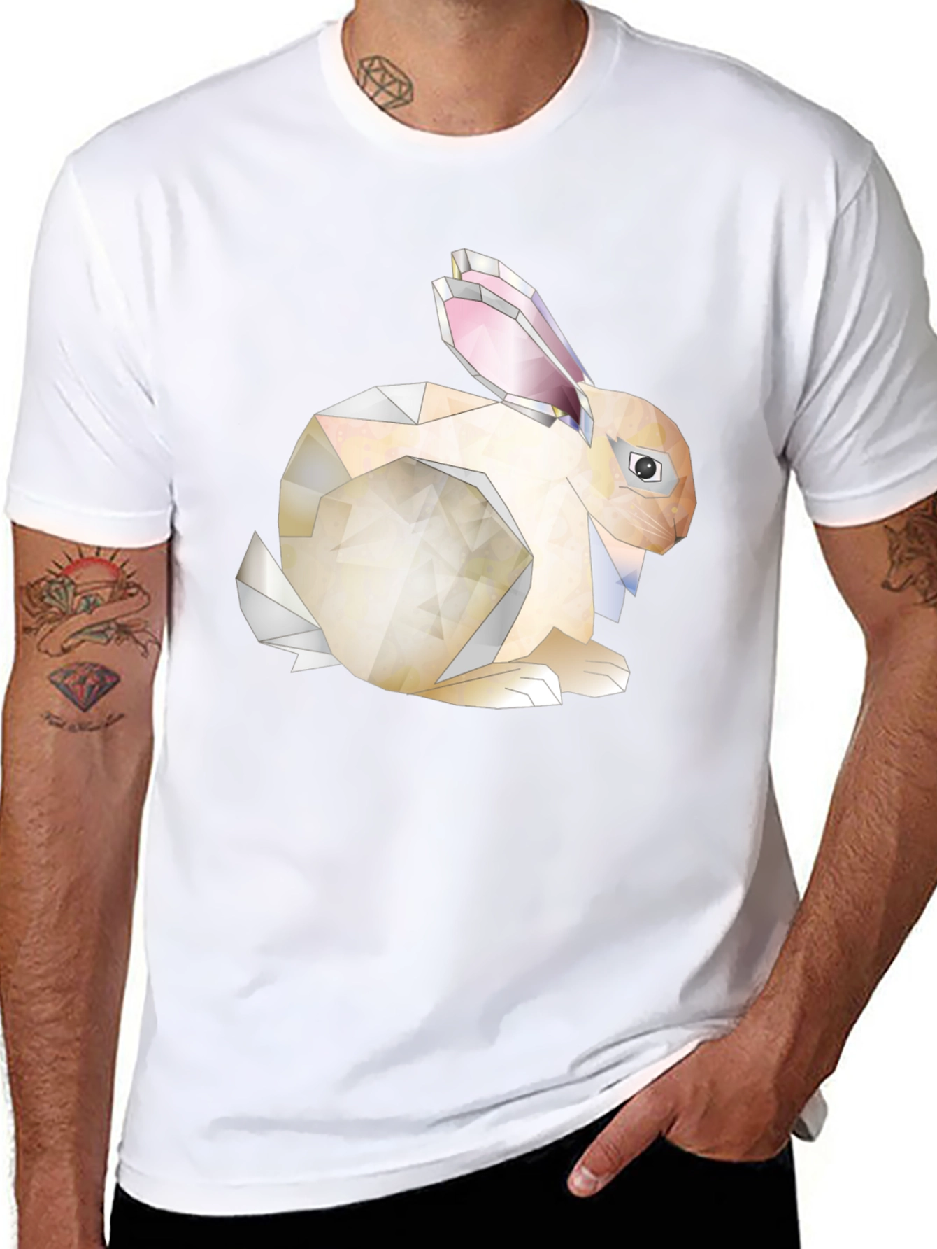 Geometric Bunny Graphic Tee - Unique Style